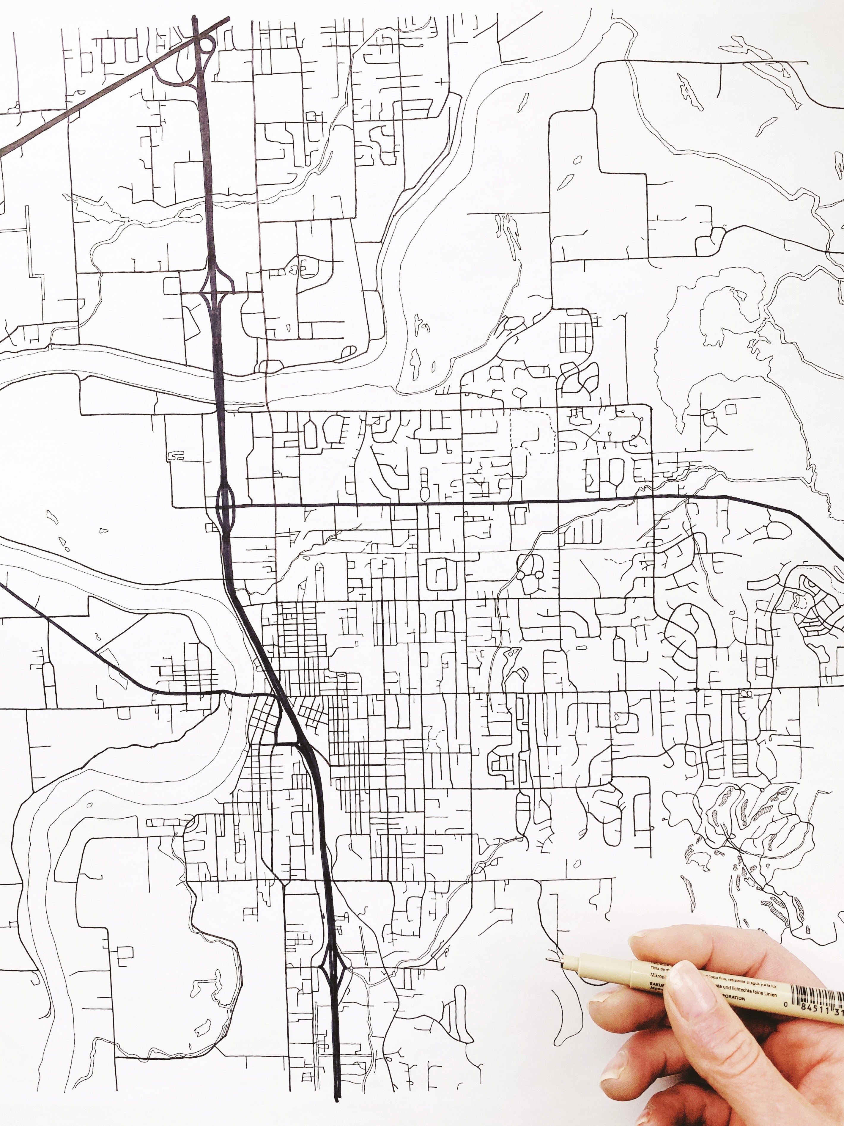 MOUNT VERNON Washington Watercolor City Blocks Map: PRINT