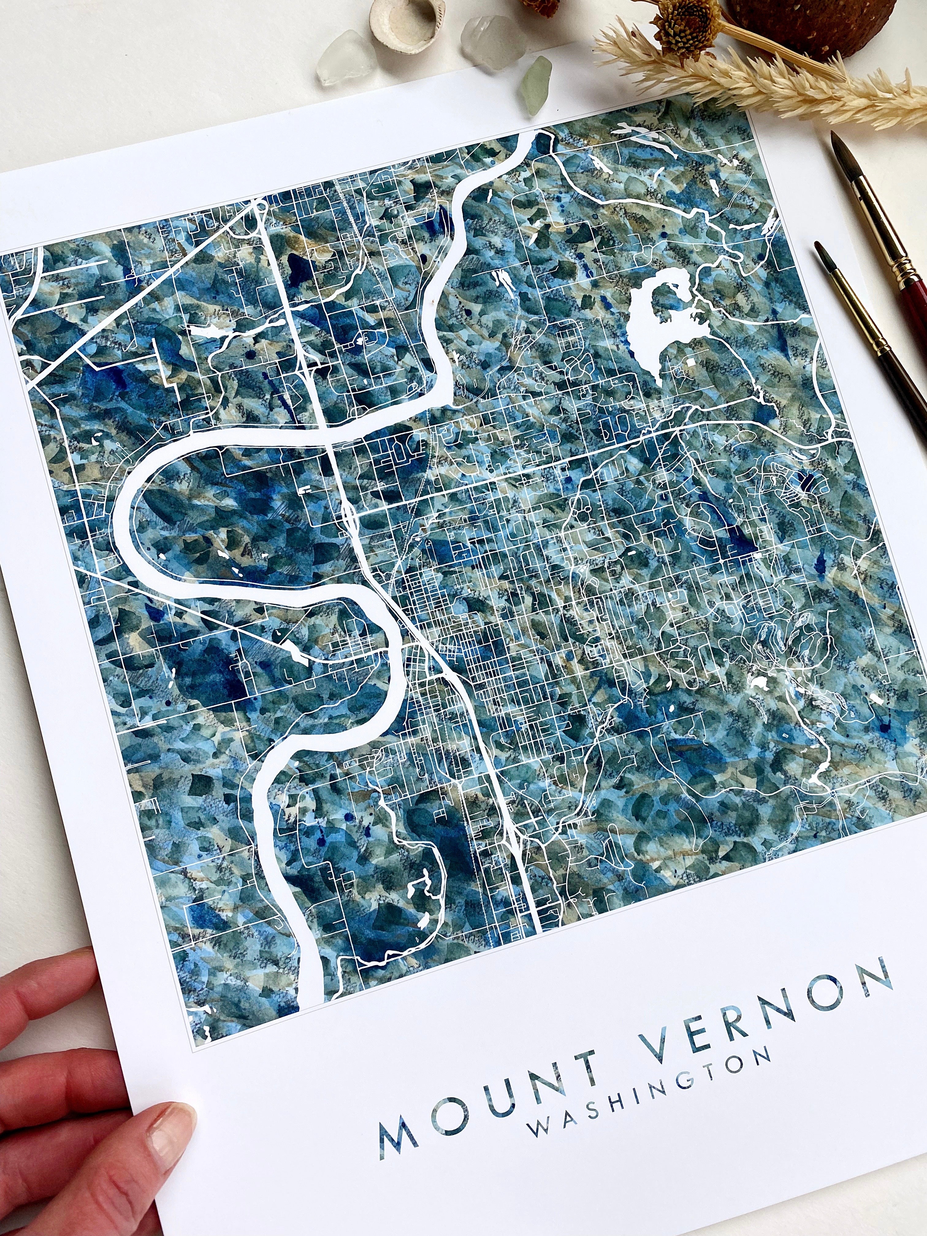 MOUNT VERNON Washington Urban Fabrics City Map: PRINT