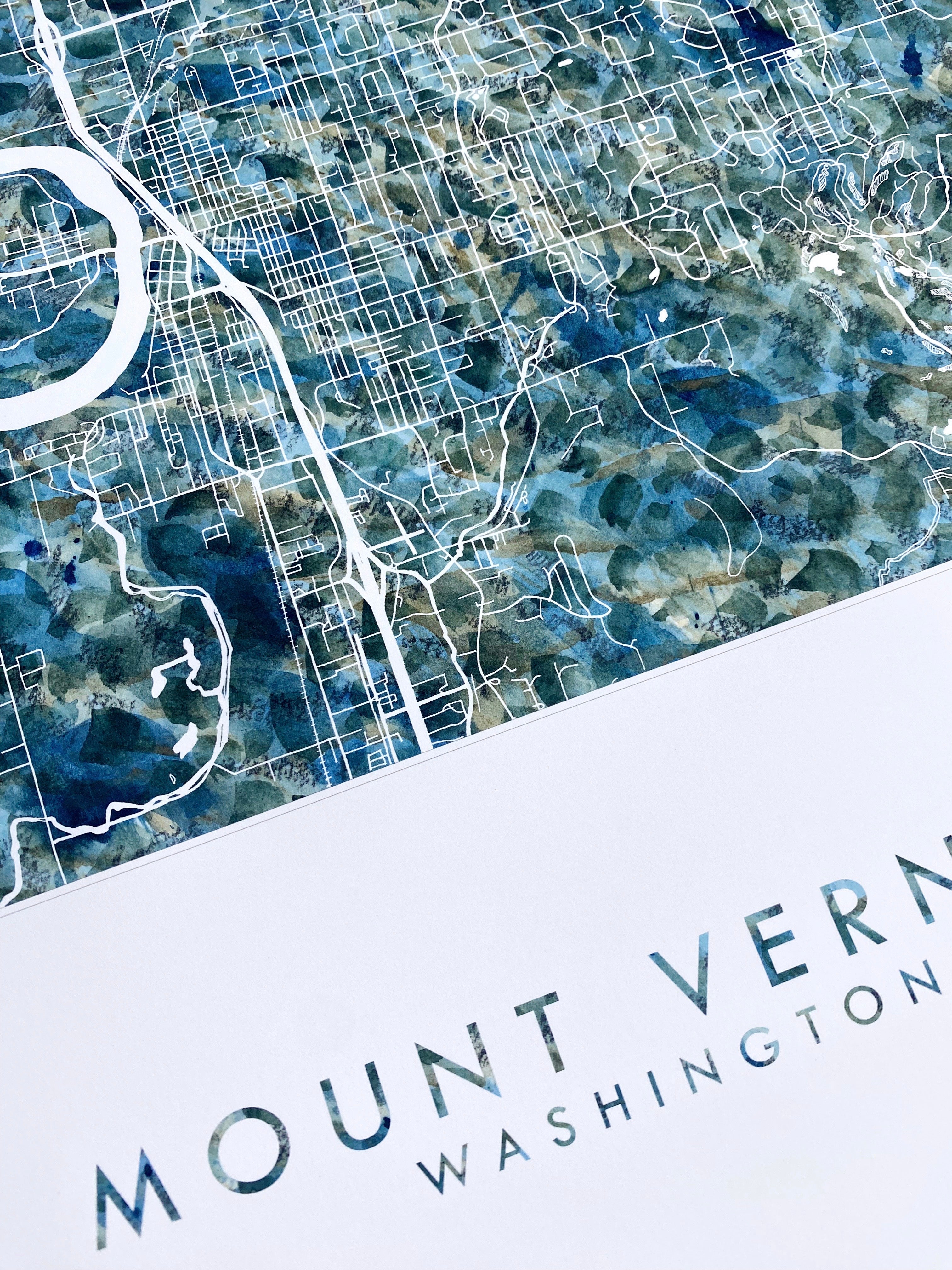 MOUNT VERNON Washington Urban Fabrics City Map: PRINT