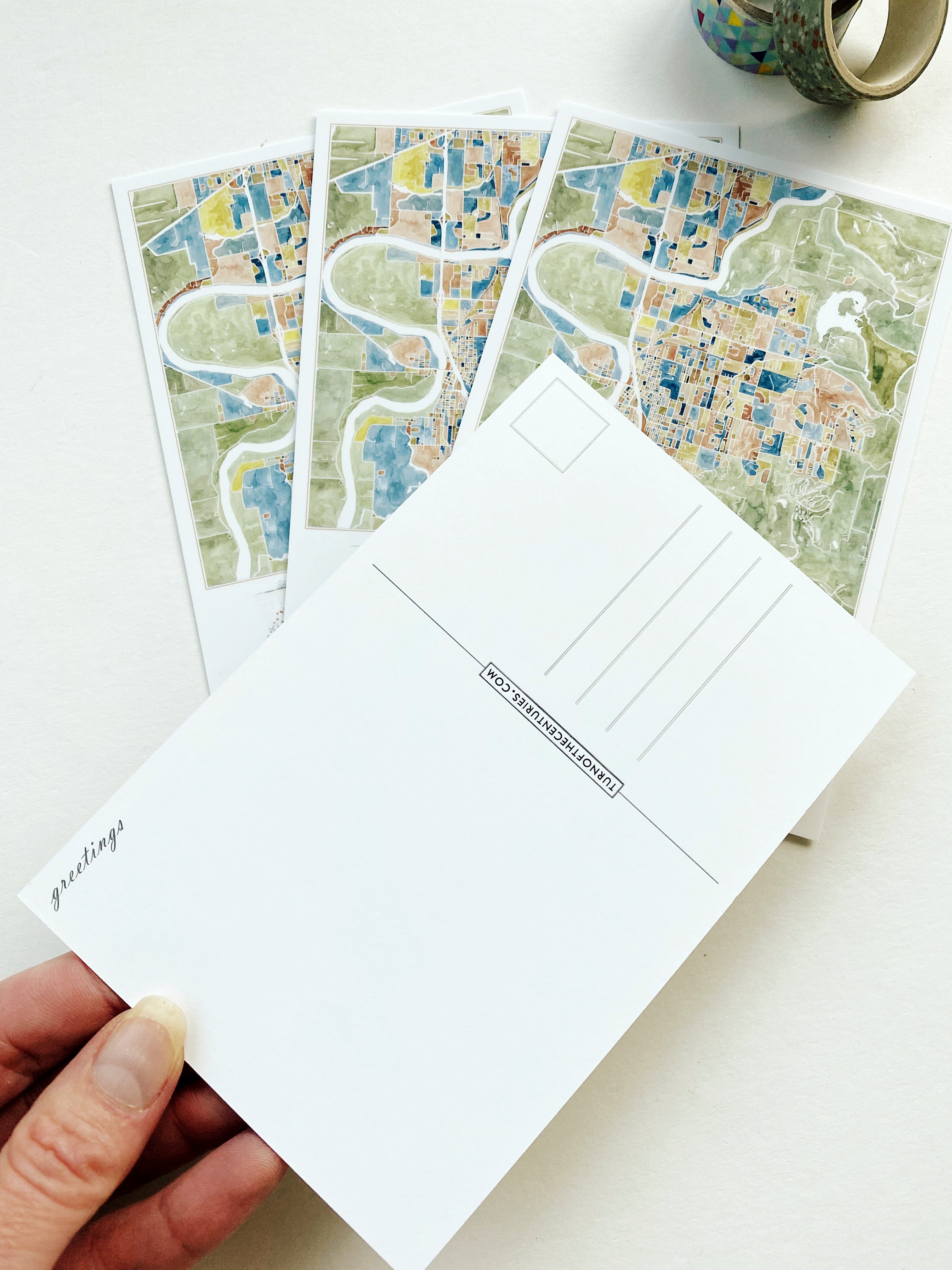 ColorFULL MOUNT VERNON Washington Watercolor Map Postcard