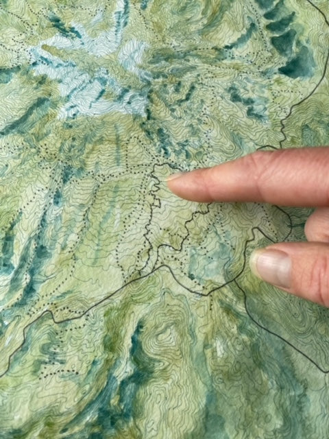 Mount Hood WY-EAST Oregon Topographical Watercolor Map: ORIGINAL PAINTING