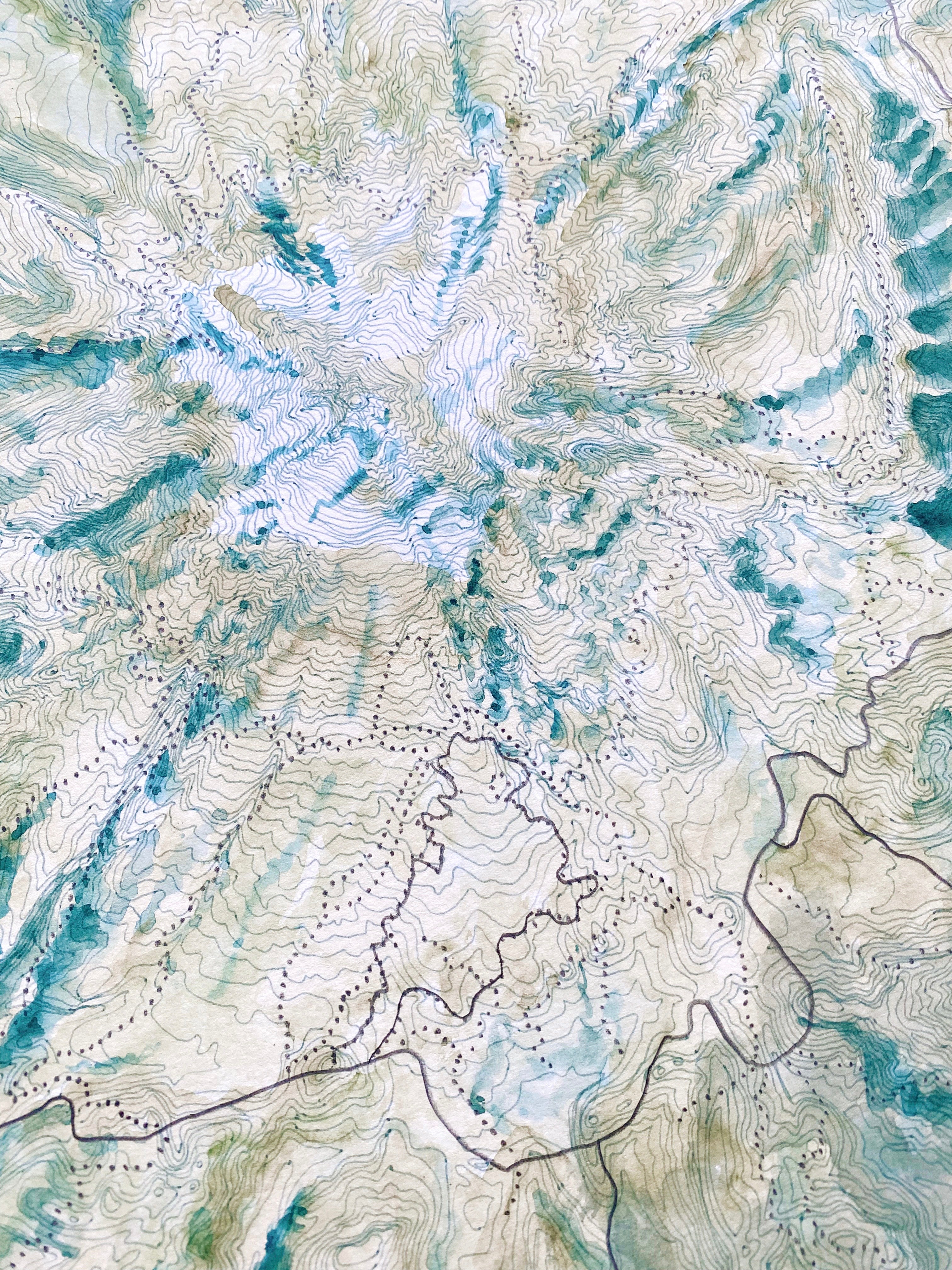 Mount Hood WY-EAST Oregon Topographical Watercolor Map: ORIGINAL PAINTING