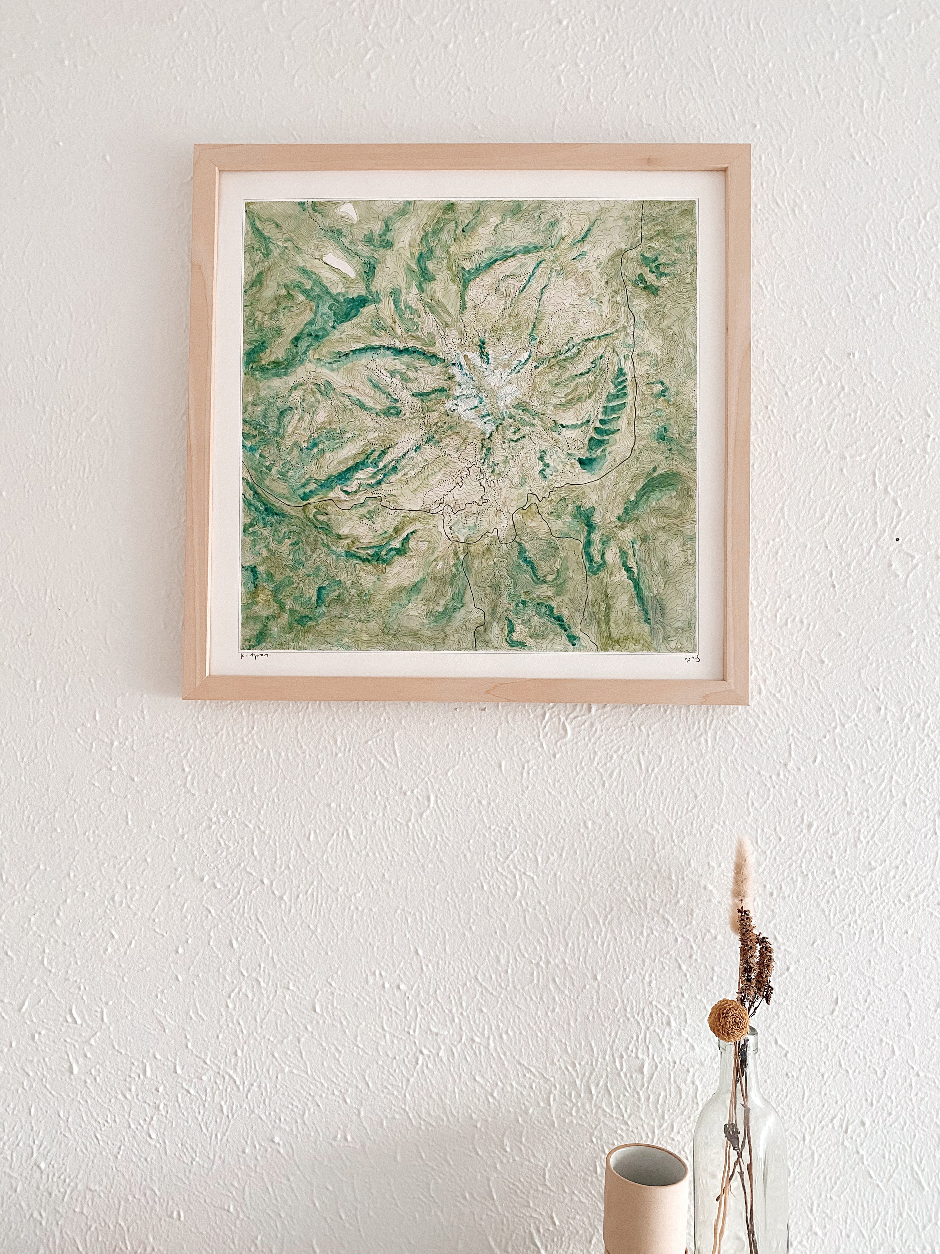 Mount Hood WY-EAST Oregon Topographical Watercolor Map: ORIGINAL PAINTING
