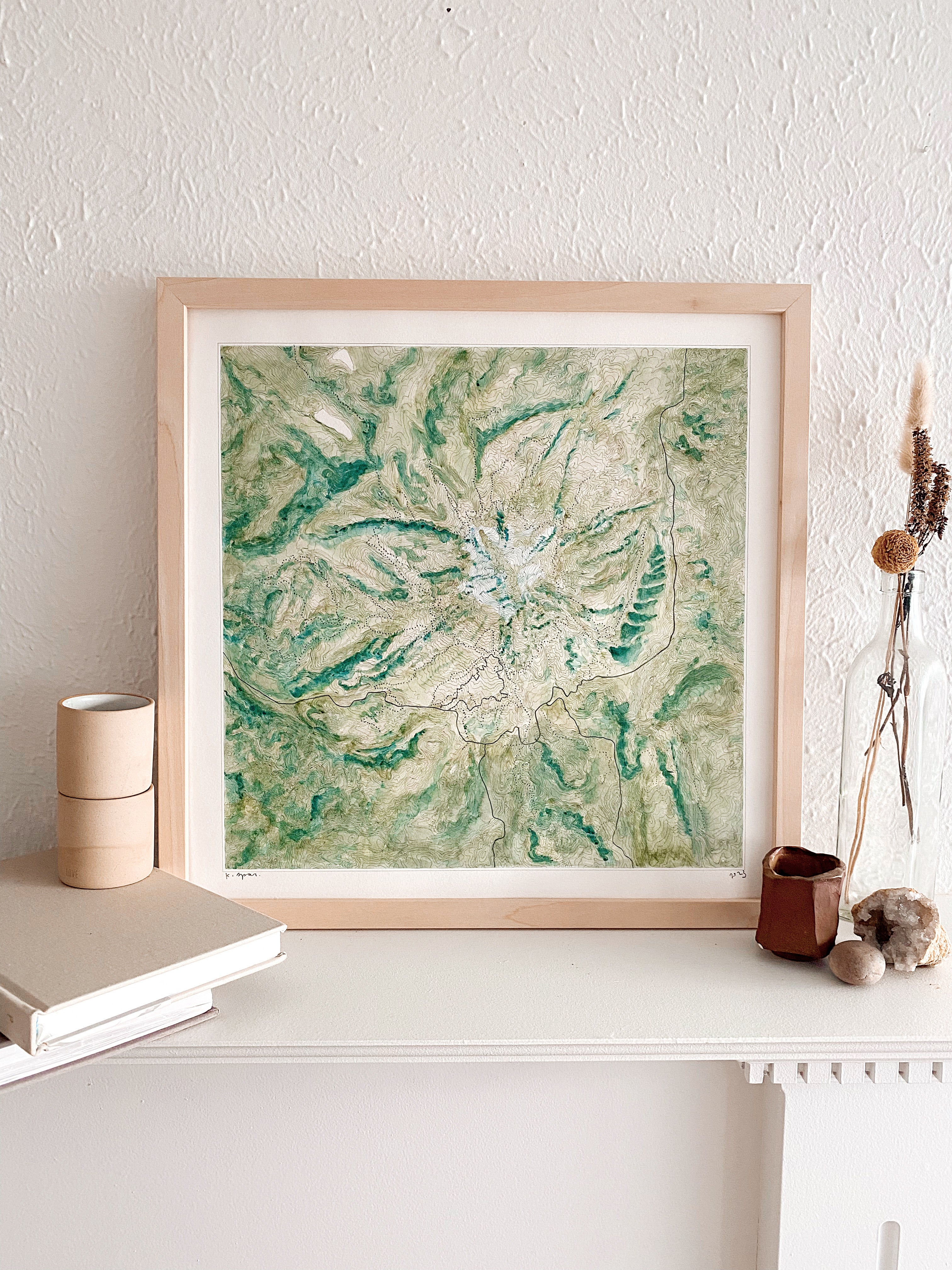 Mount Hood WY-EAST Oregon Topographical Watercolor Map: ORIGINAL PAINTING