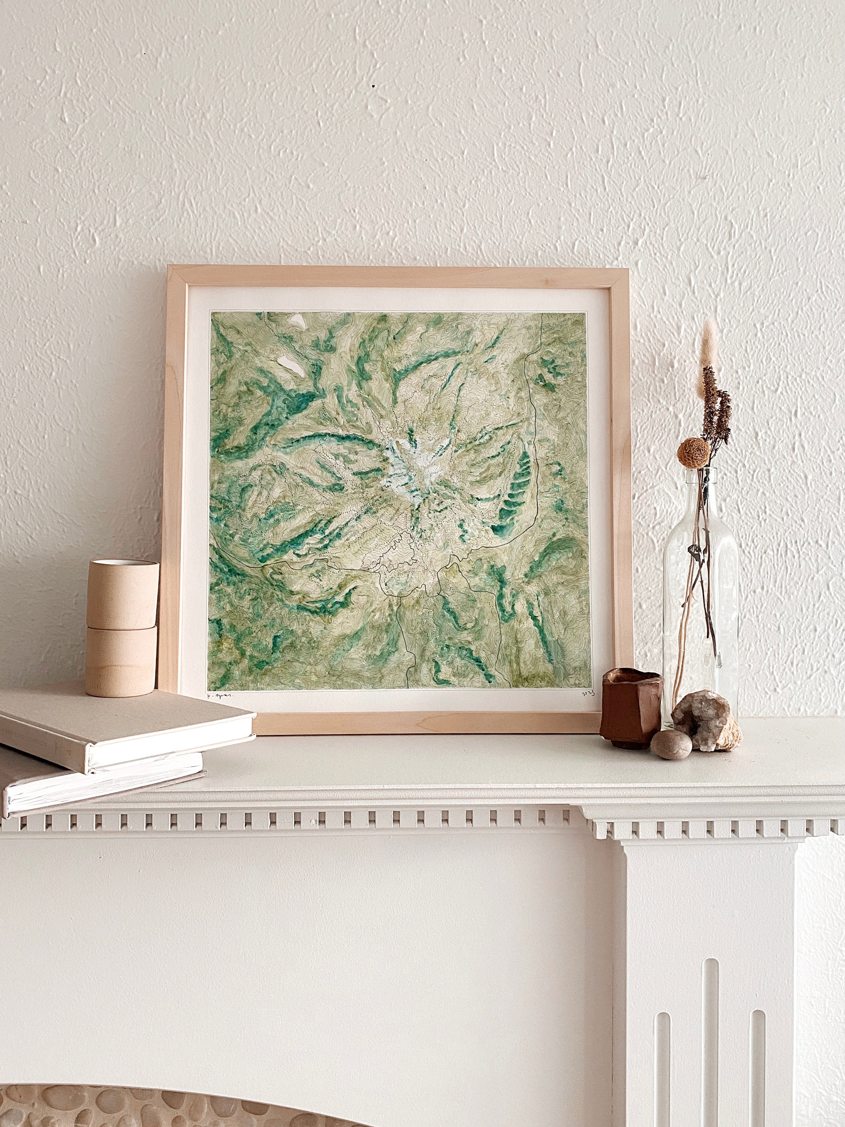 Mount Hood WY-EAST Oregon Topographical Watercolor Map: ORIGINAL PAINTING