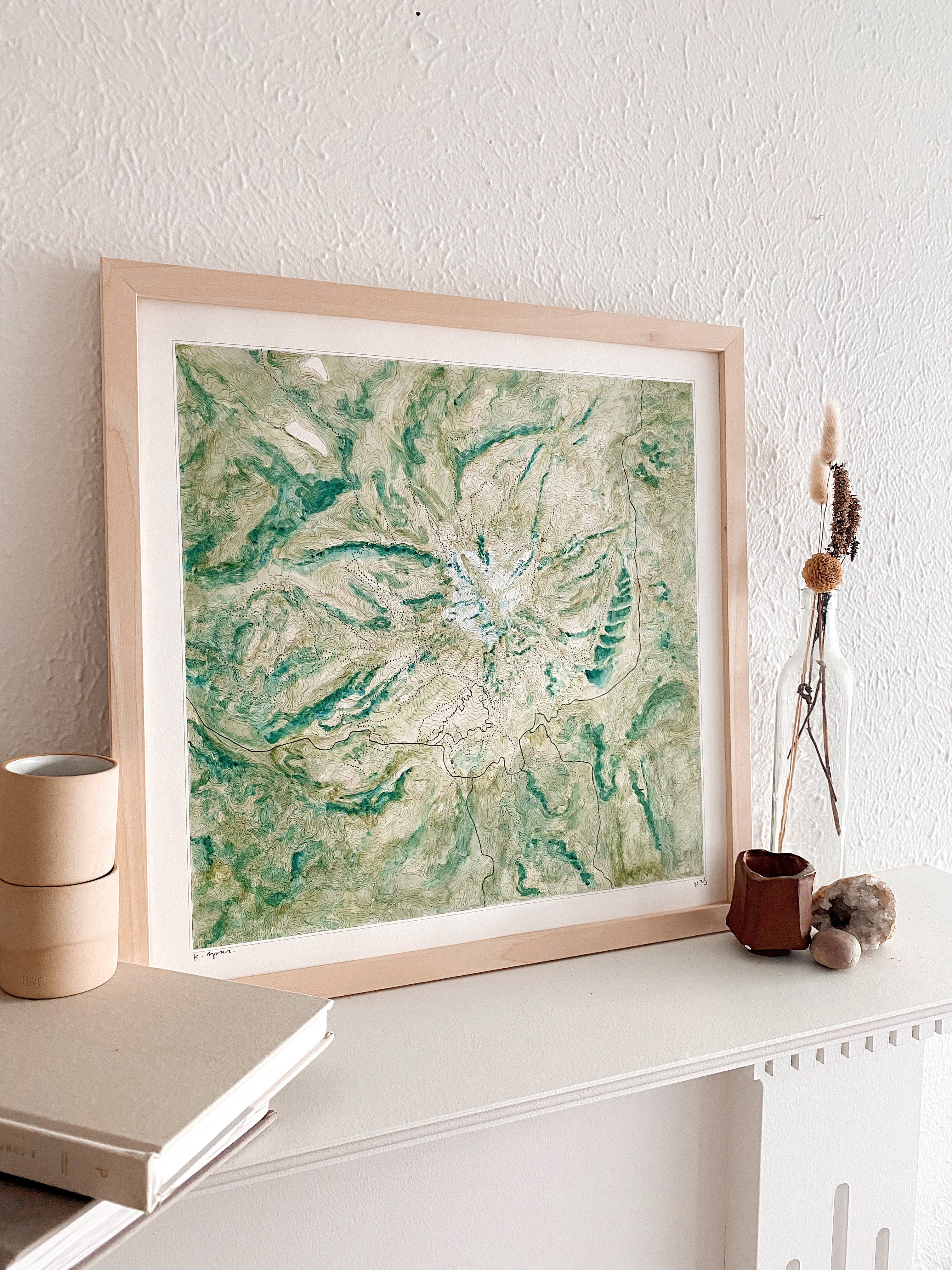 Mount Hood WY-EAST Oregon Topographical Watercolor Map: ORIGINAL PAINTING