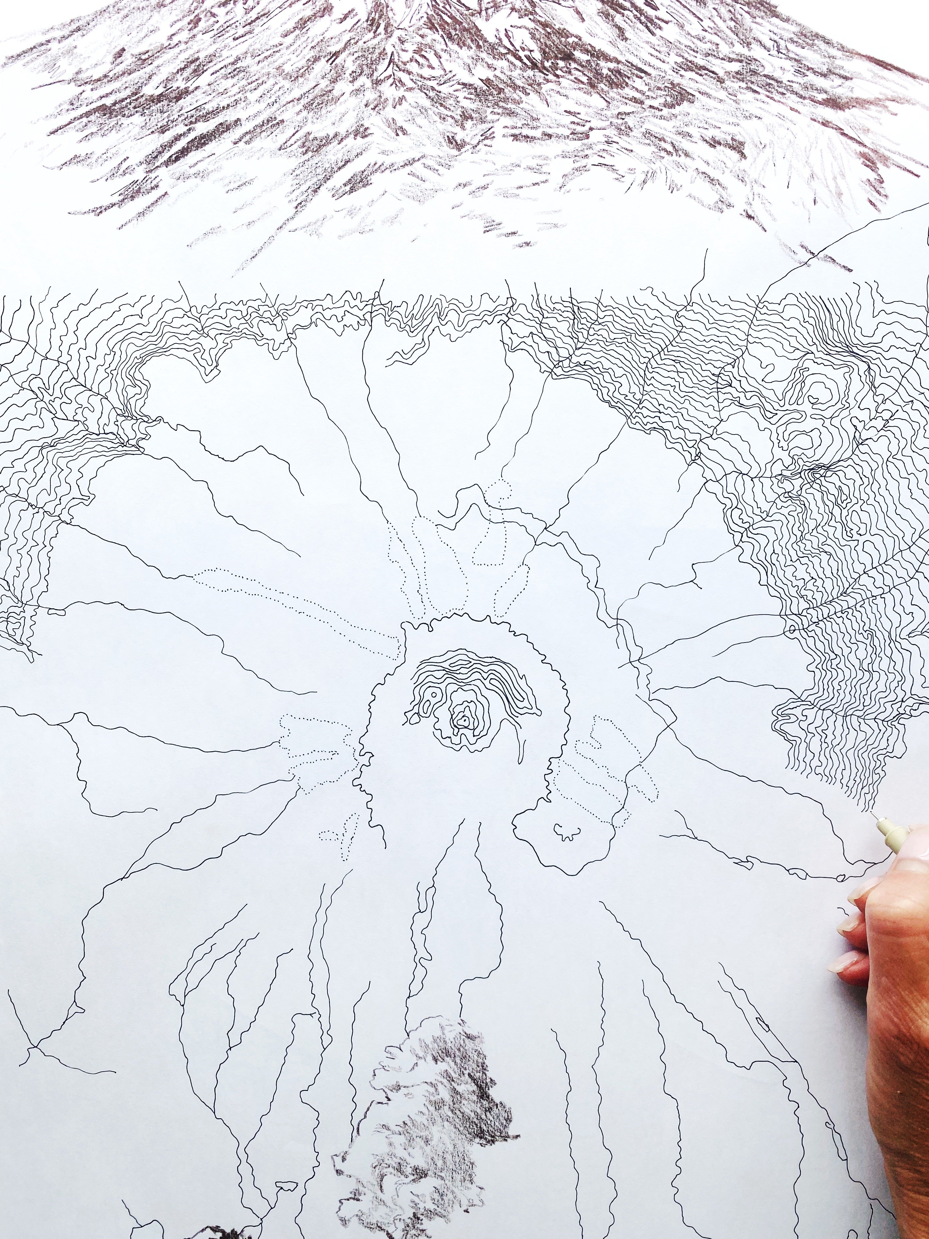 Mount ST HELENS Washington Topo Map + Mountain Sketches: PRINT