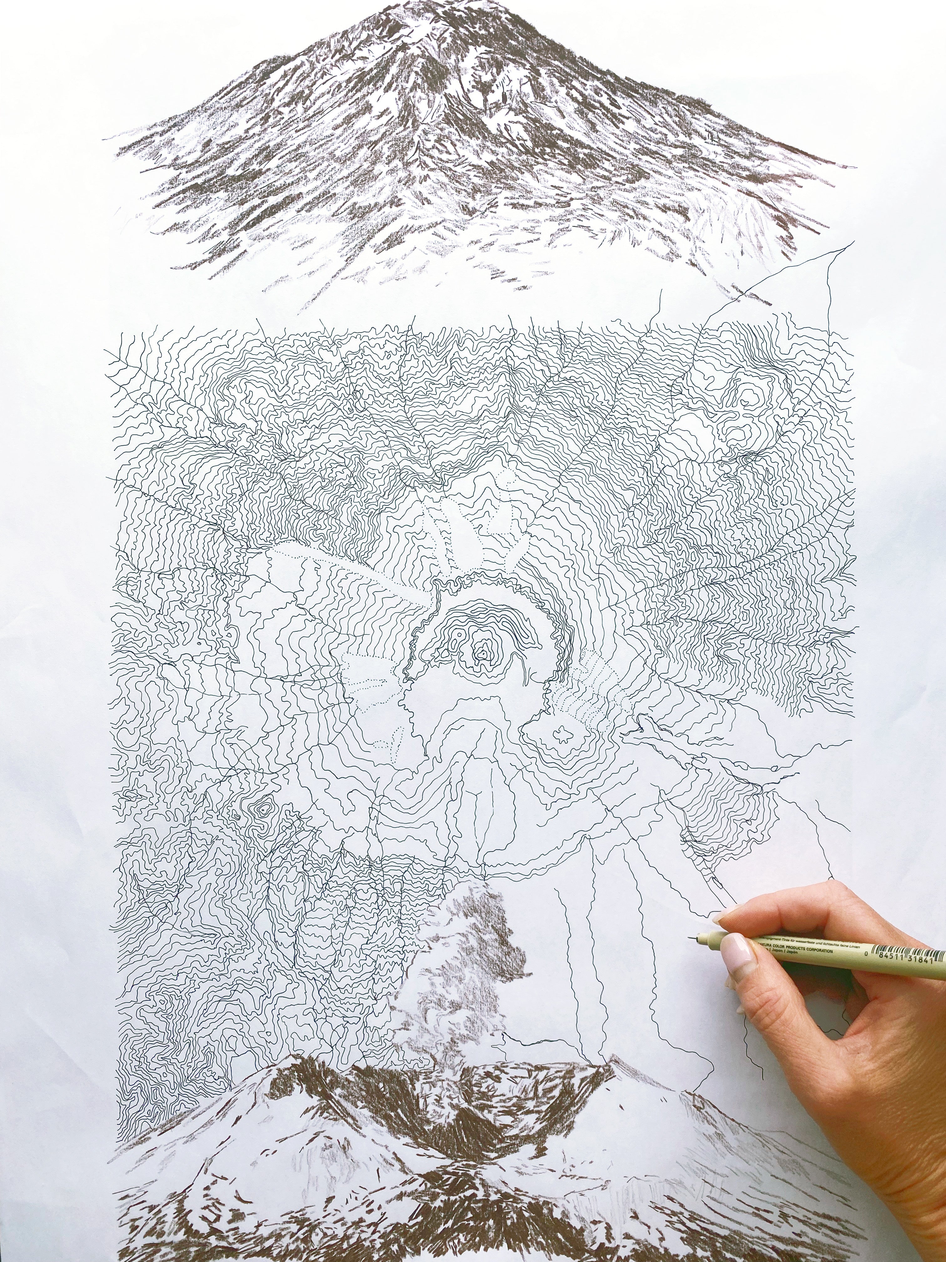 Mount ST HELENS Washington Topo Map + Mountain Sketches: PRINT