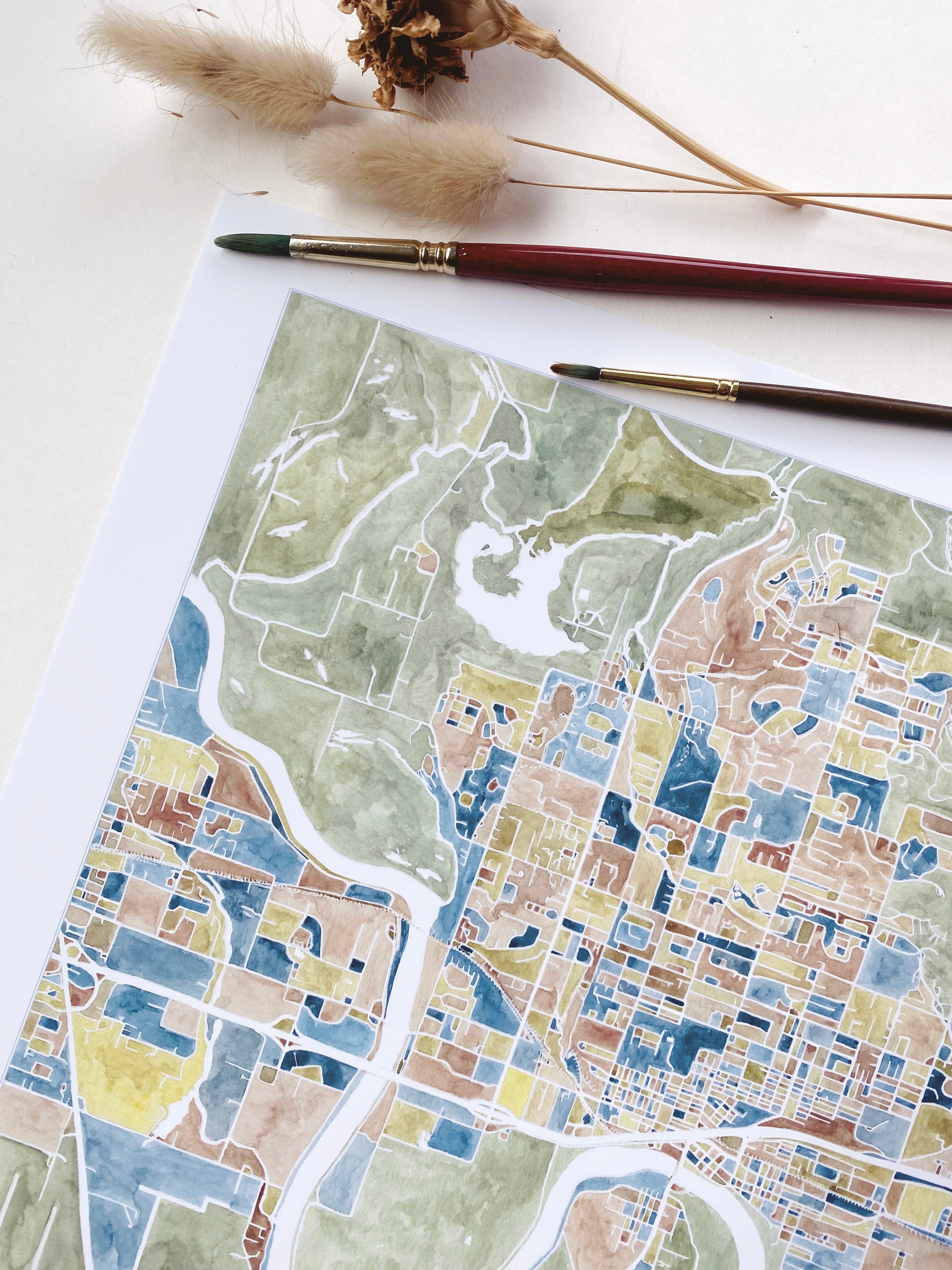 MOUNT VERNON Washington Watercolor City Blocks Map: PRINT