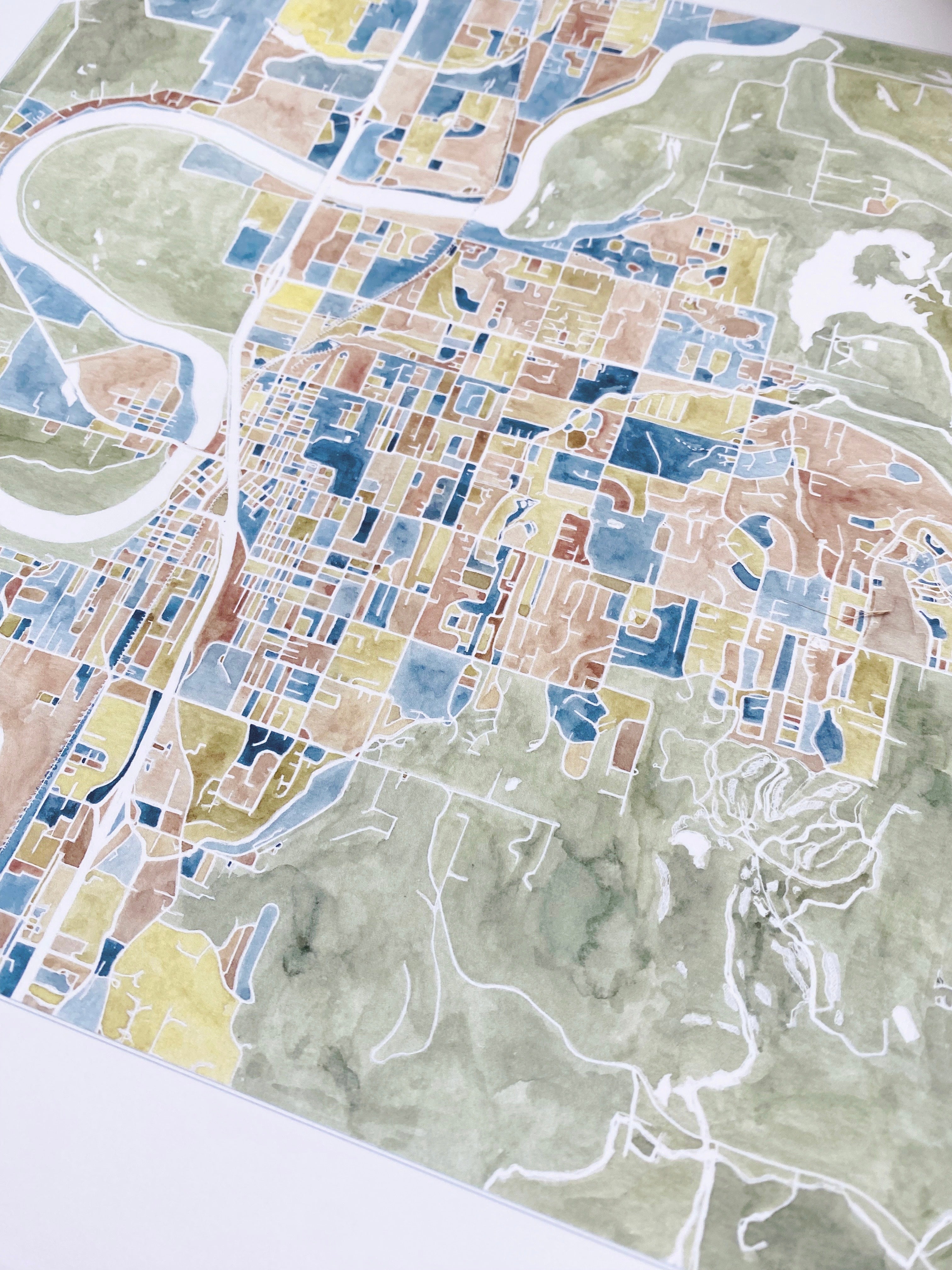 MOUNT VERNON Washington Watercolor City Blocks Map: PRINT