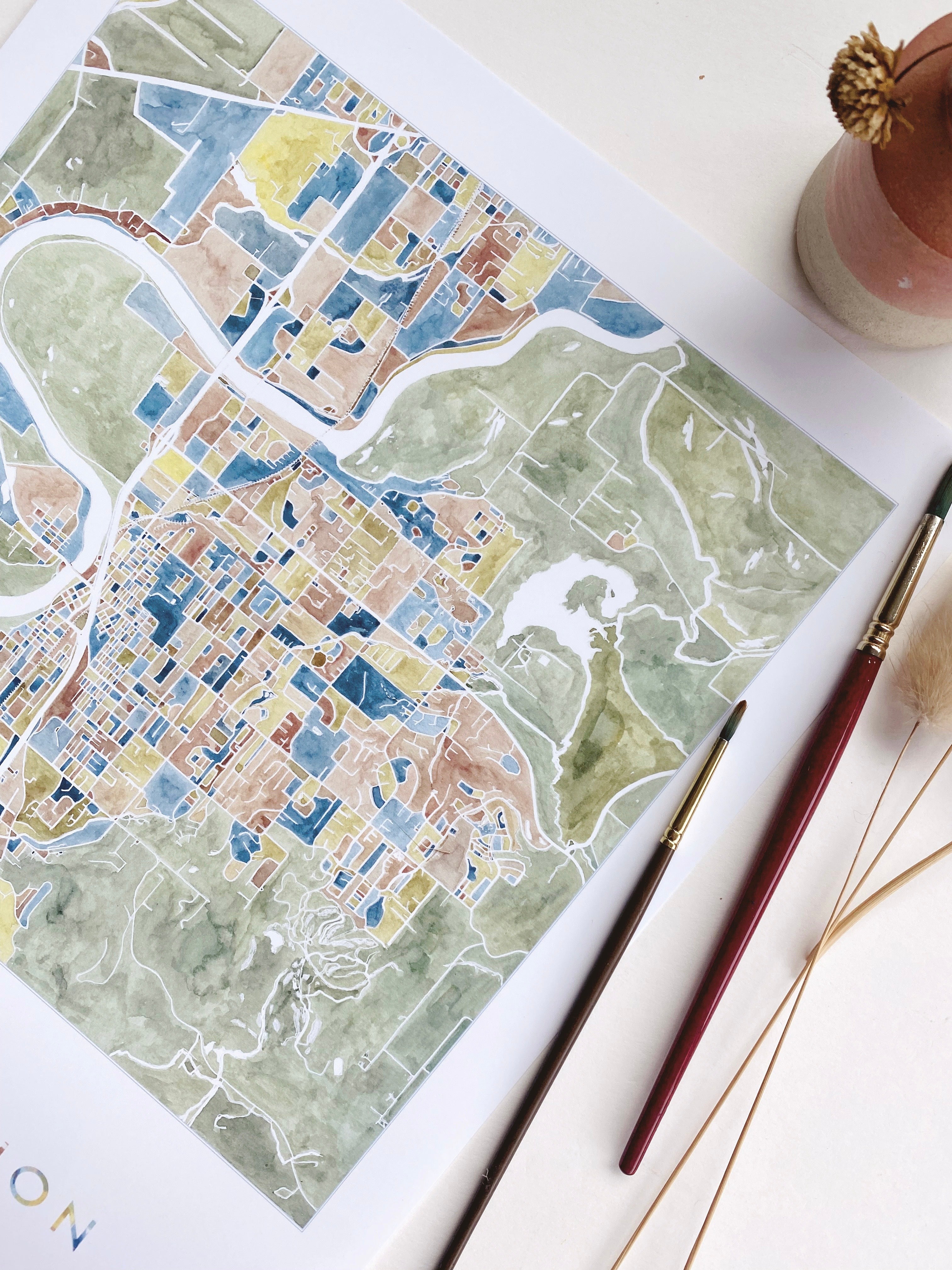 MOUNT VERNON Washington Watercolor City Blocks Map: PRINT