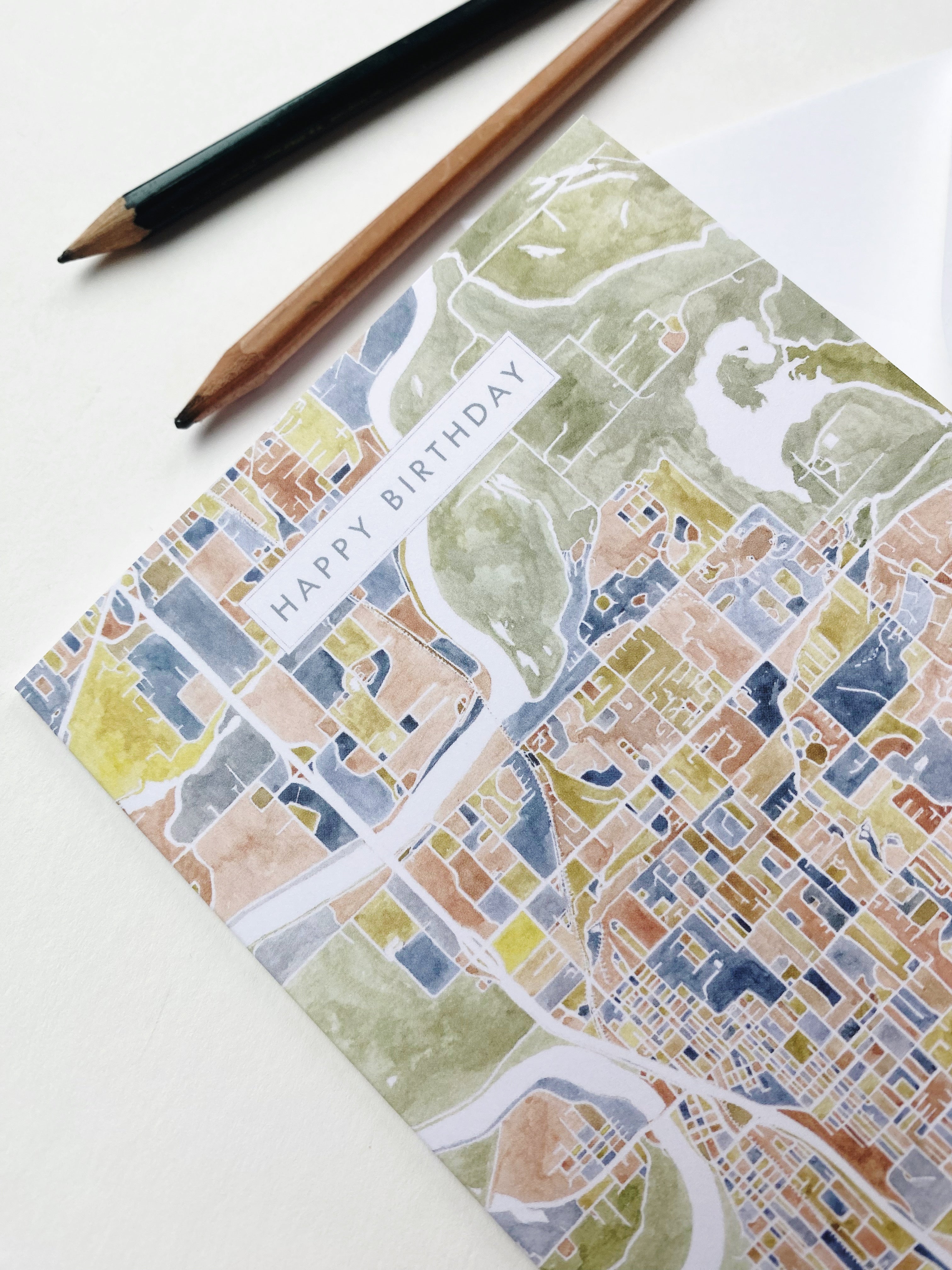 MOUNT VERNON Washington Watercolor Map - BIRTHDAY greeting card