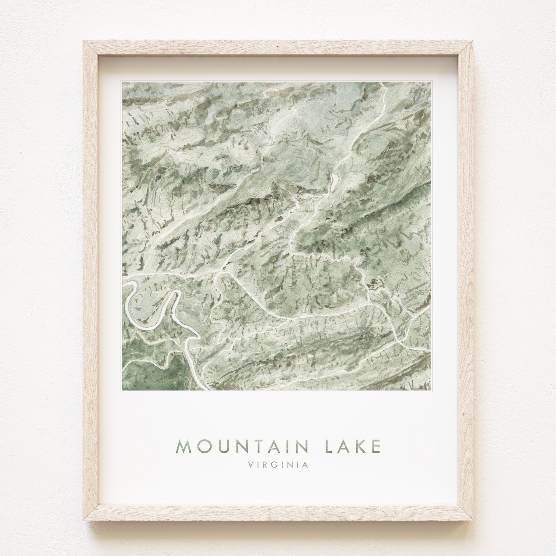 Mountain Lake Southwest VIRGINIA Topographical Watercolor Map: PRINT