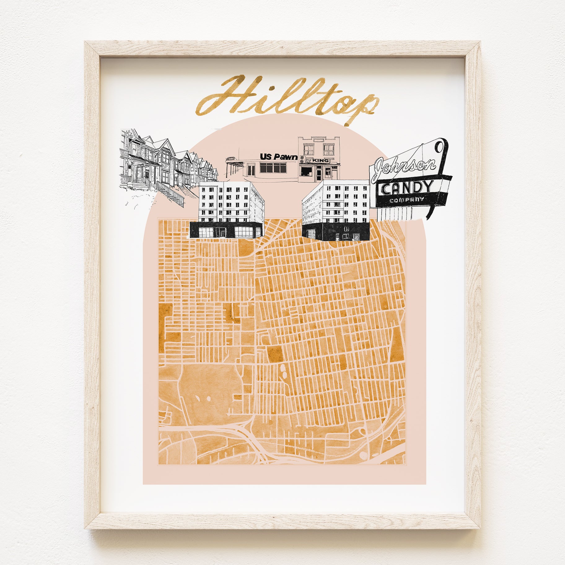 new HILLTOP TACOMA Neighborhood "Charms" Watercolor Map: PRINT