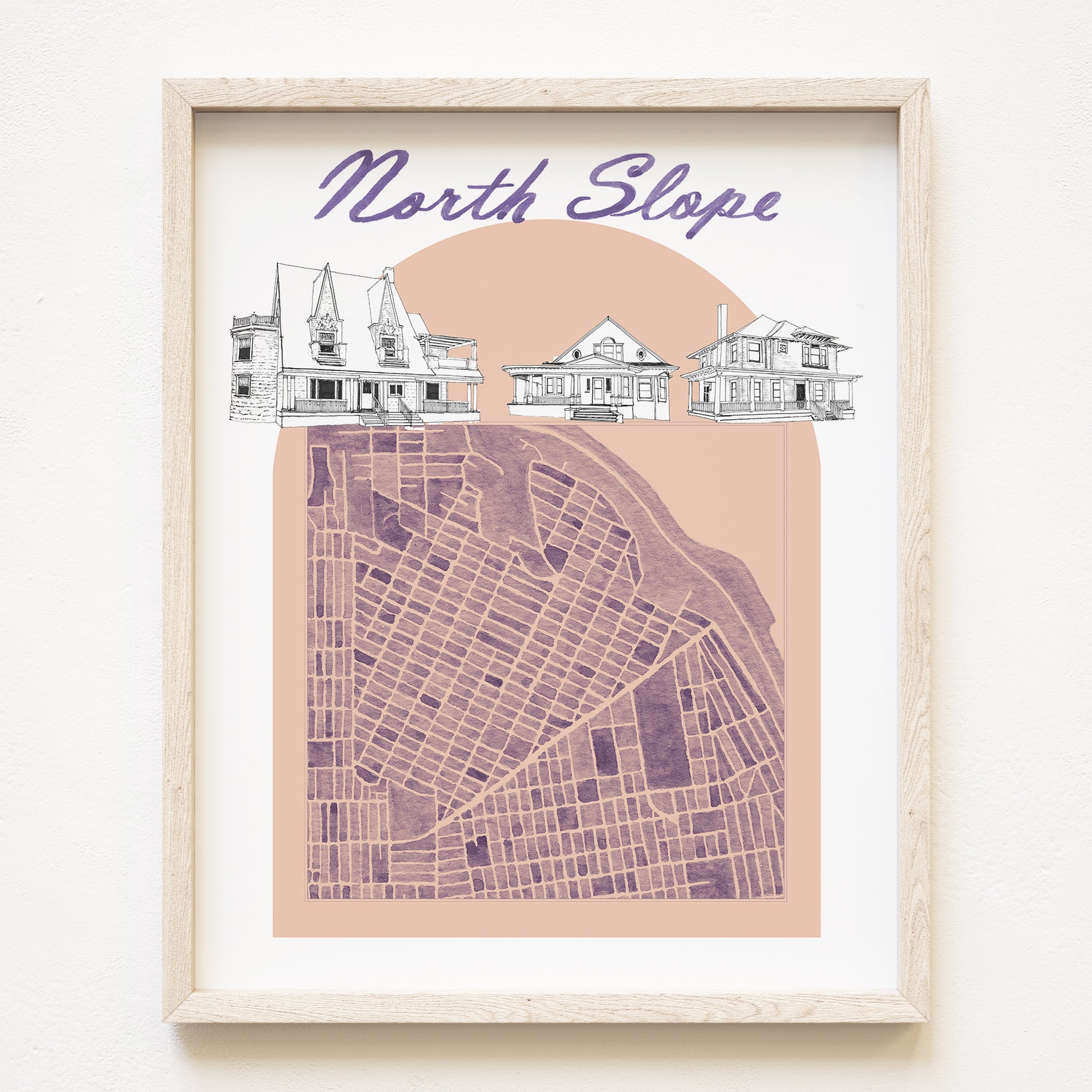 new NORTH SLOPE TACOMA Neighborhood "Charms" Watercolor Map: PRINT