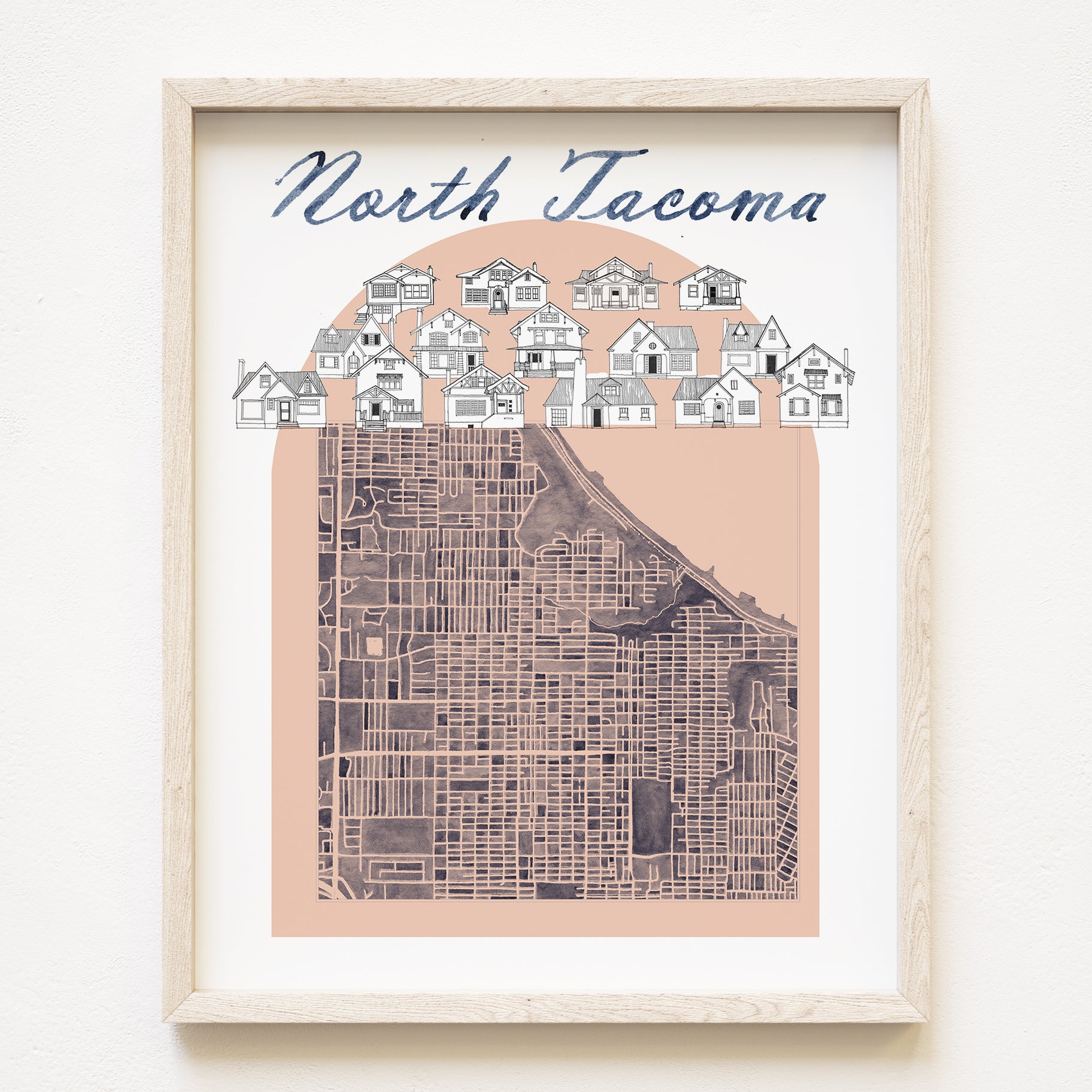 new NORTH TACOMA Neighborhood "Charms" Watercolor Map: PRINT