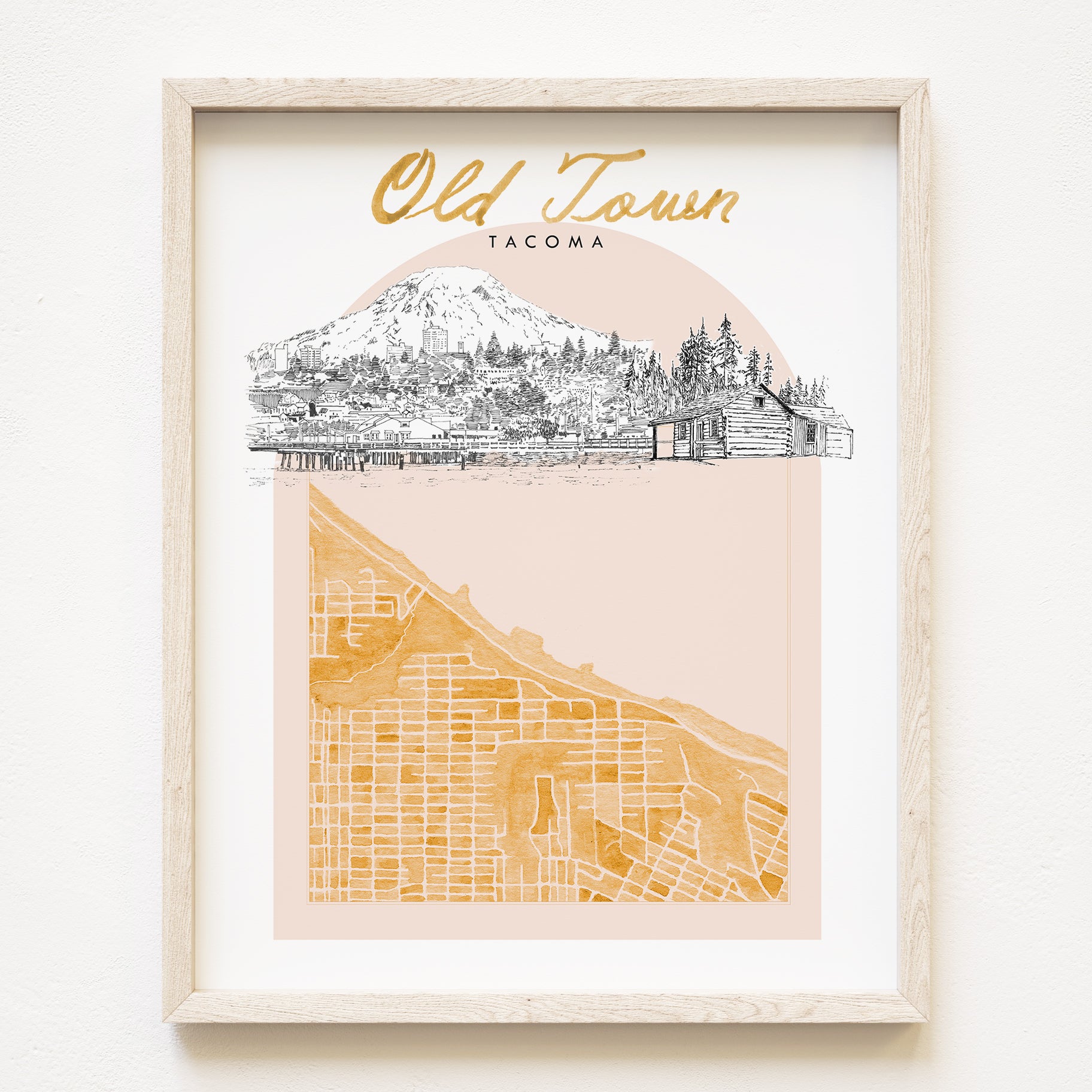 new OLD TOWN TACOMA Neighborhood "Charms" Watercolor Map: PRINT