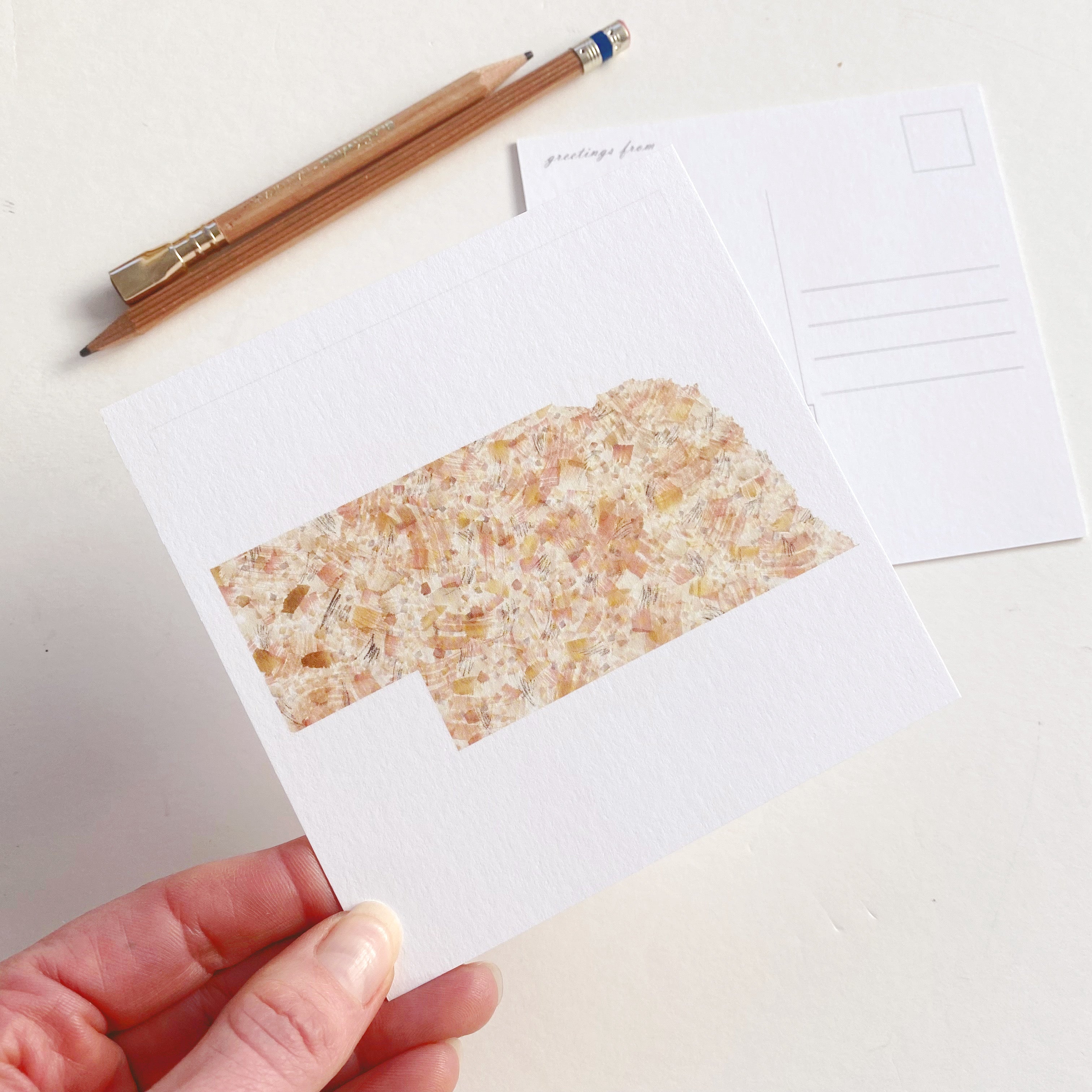 NEBRASKA Painted State Map SQUARE Postcard