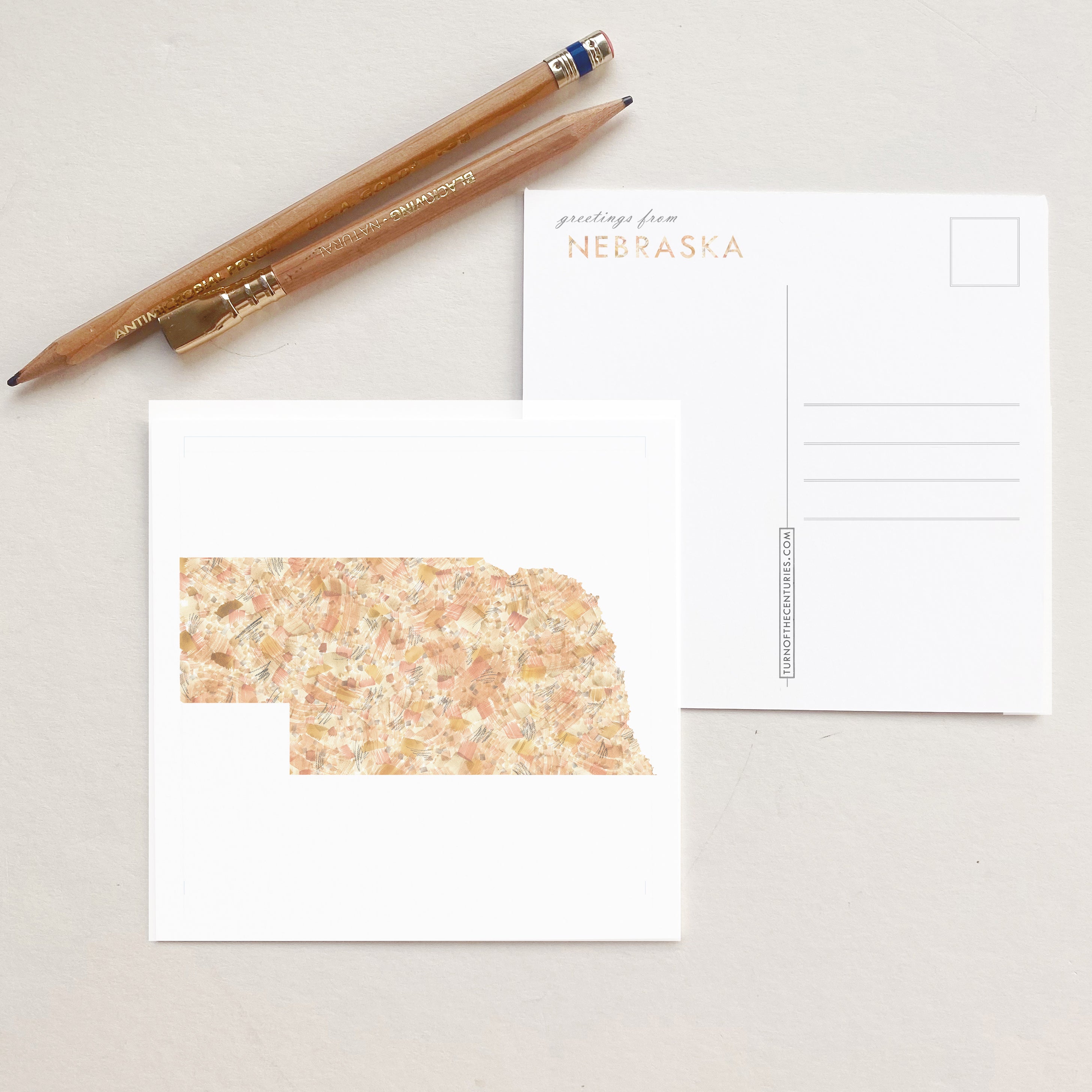 NEBRASKA Painted State Map SQUARE Postcard