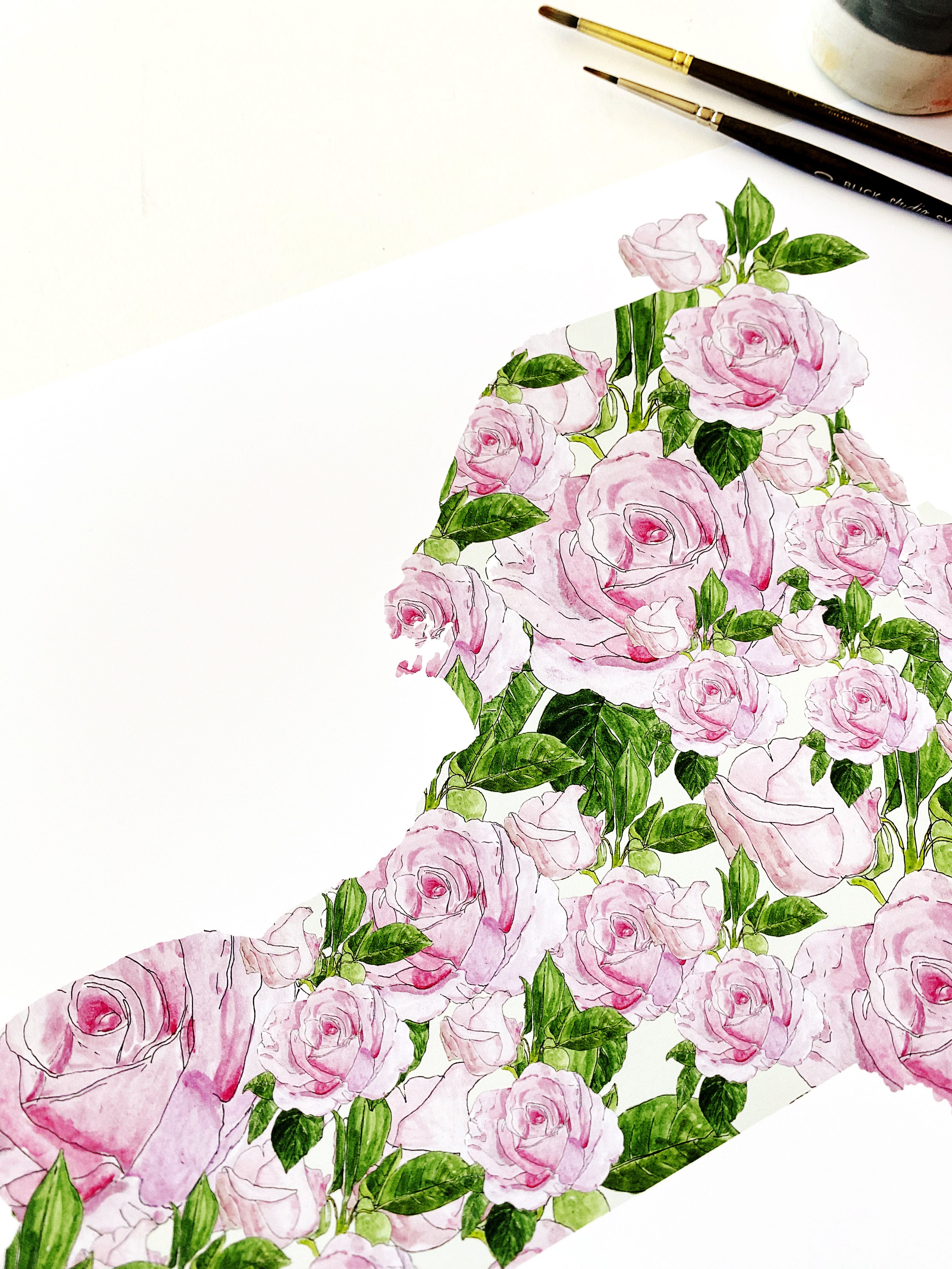 NEW YORK State Flower Map: Rose: PRINT