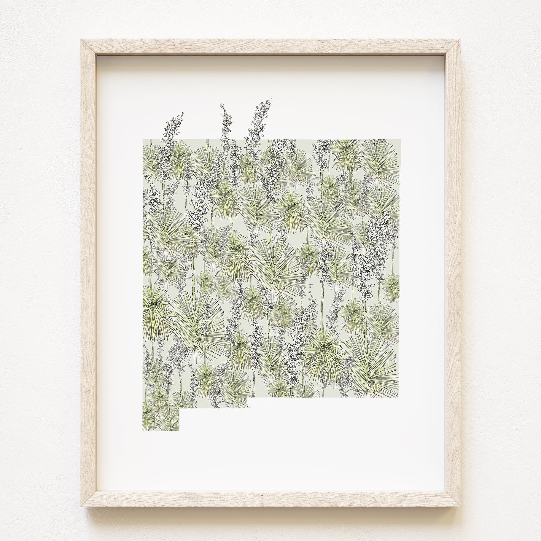 NEW MEXICO State Flower Map: Yucca Flower: PRINT
