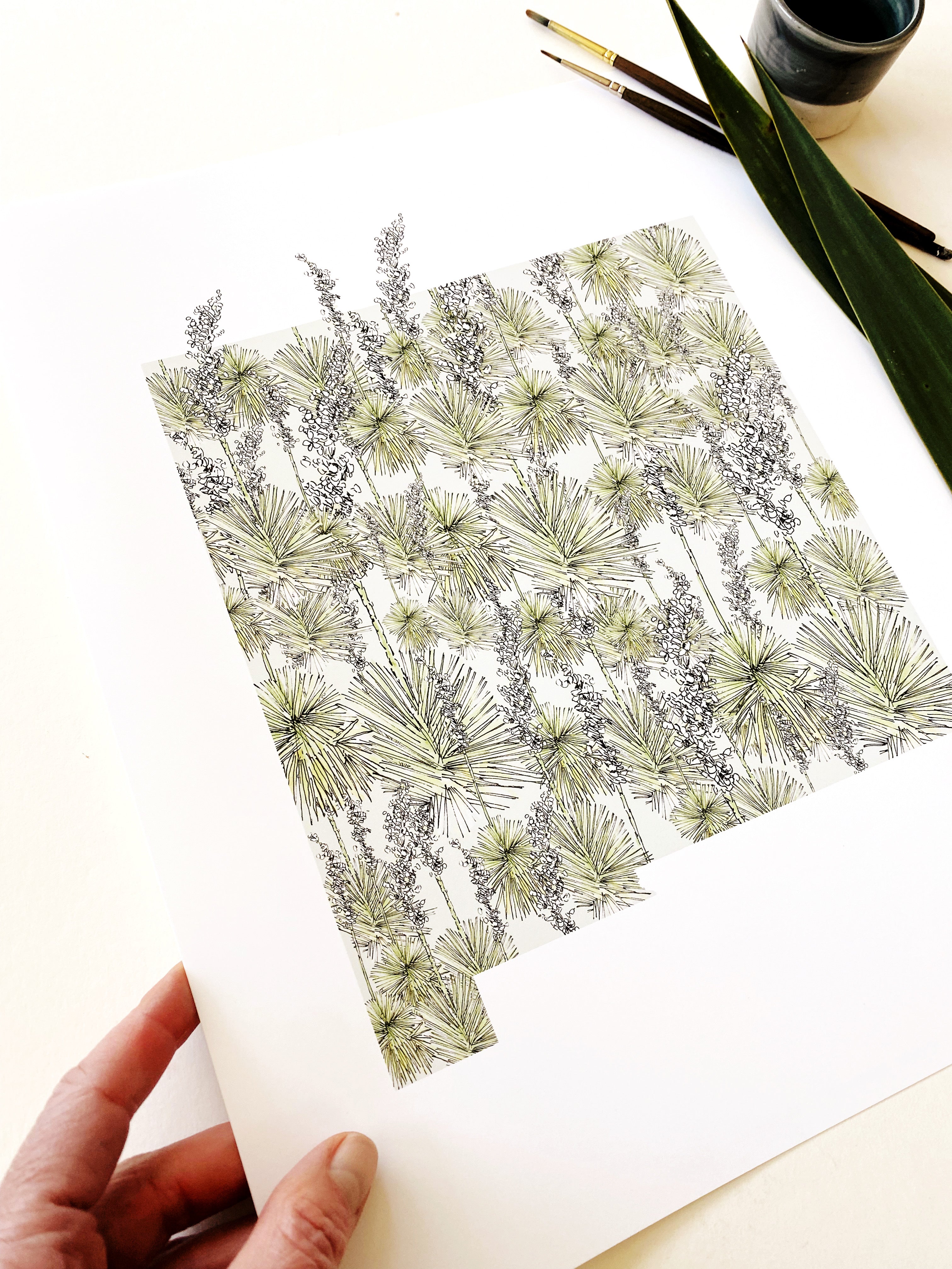 NEW MEXICO State Flower Map: Yucca Flower: PRINT