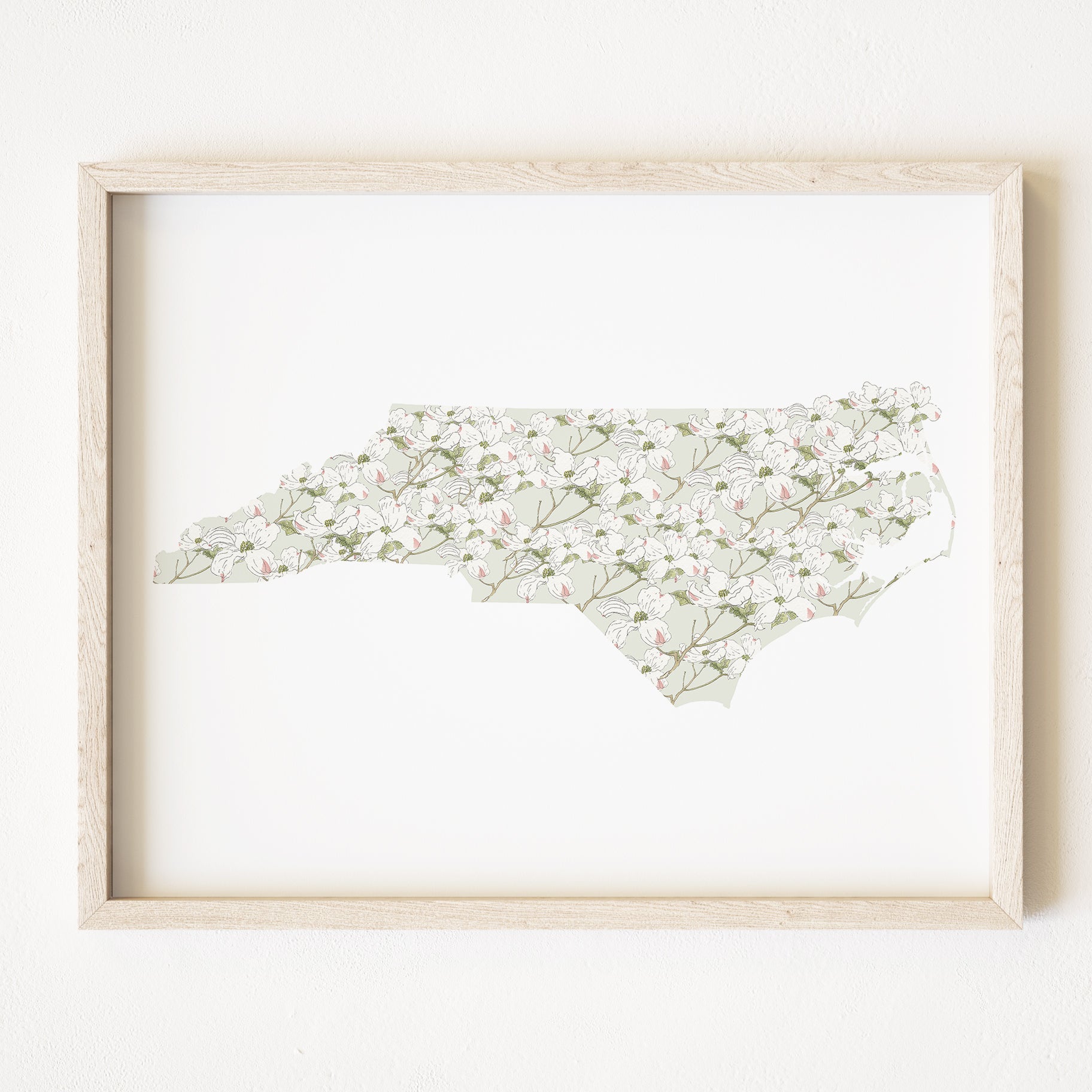 NORTH CAROLINA State Flower Map: Flowering Dogwood: PRINT