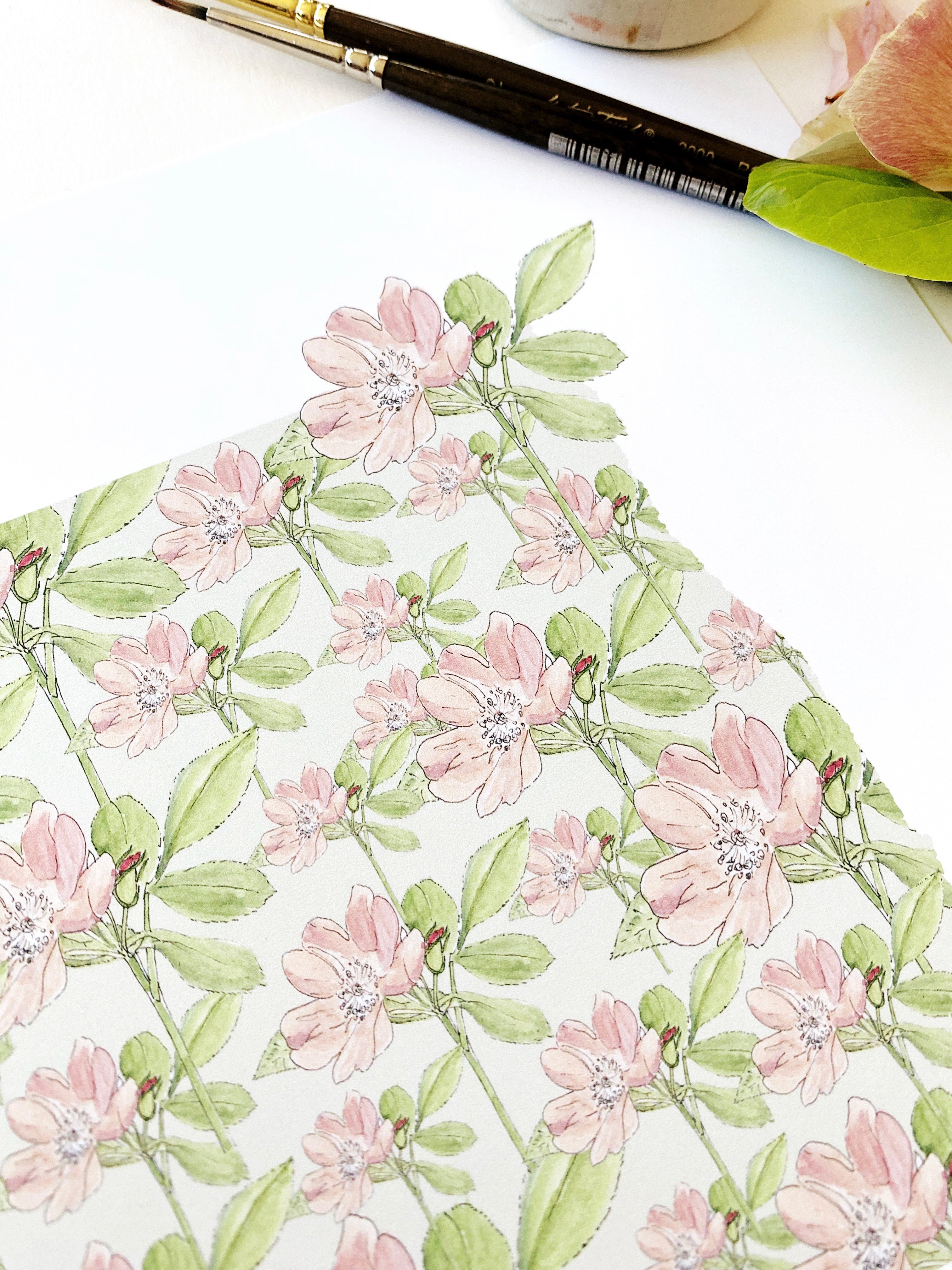 NORTH DAKOTA State Flower Map: Wild Prairie Rose: PRINT