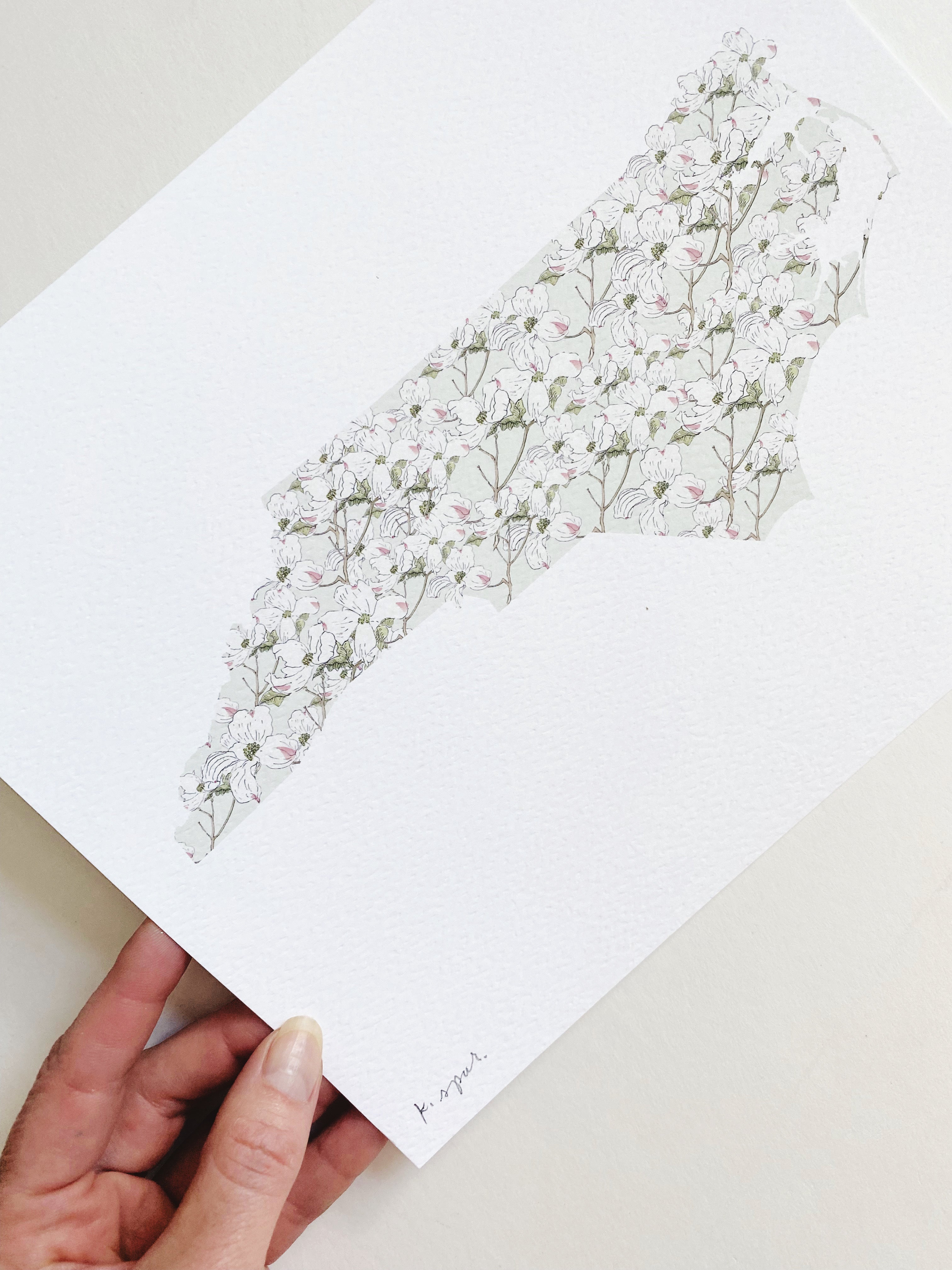 NORTH CAROLINA State Flower Map: Flowering Dogwood: PRINT