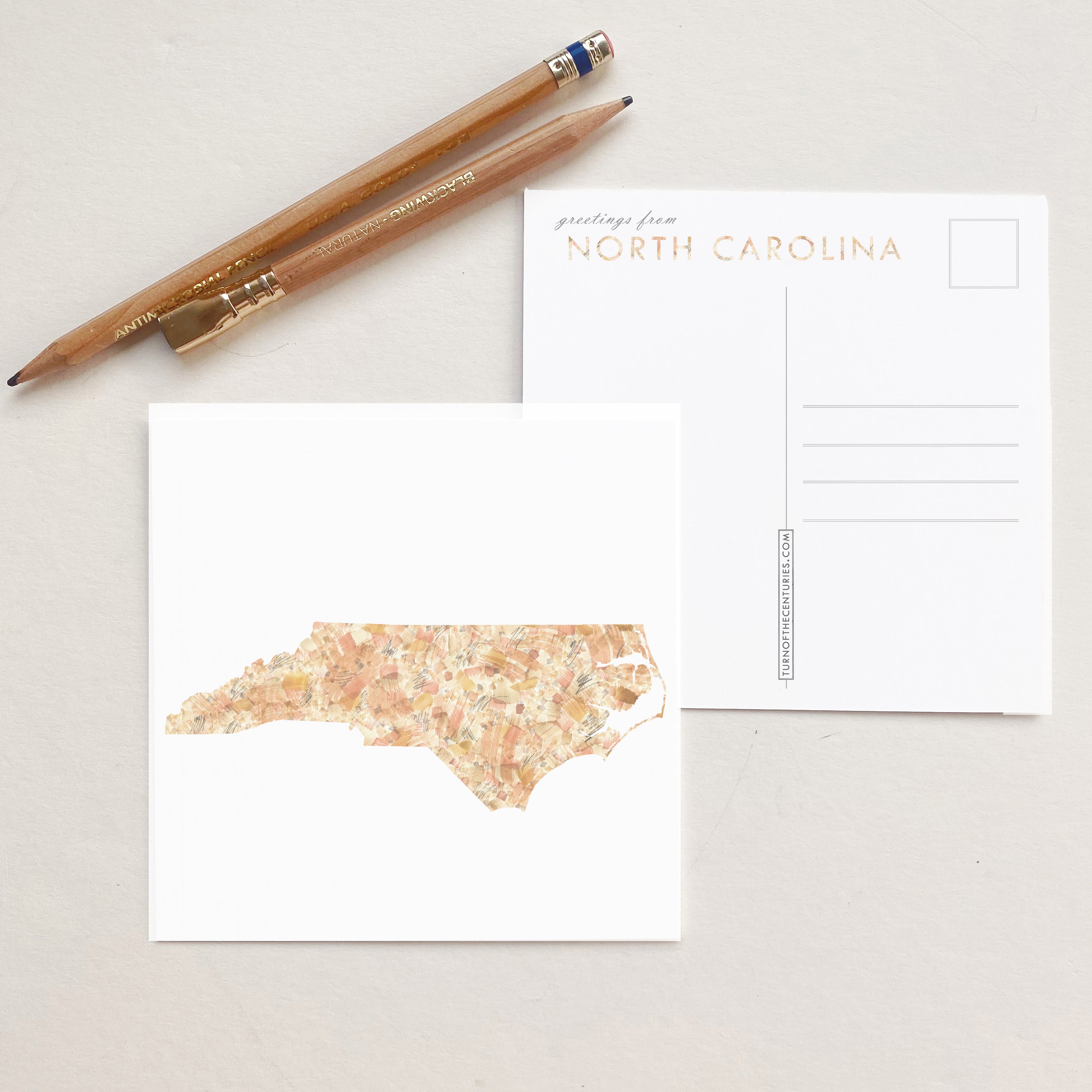 NORTH CAROLINA Painted State Map SQUARE Postcard