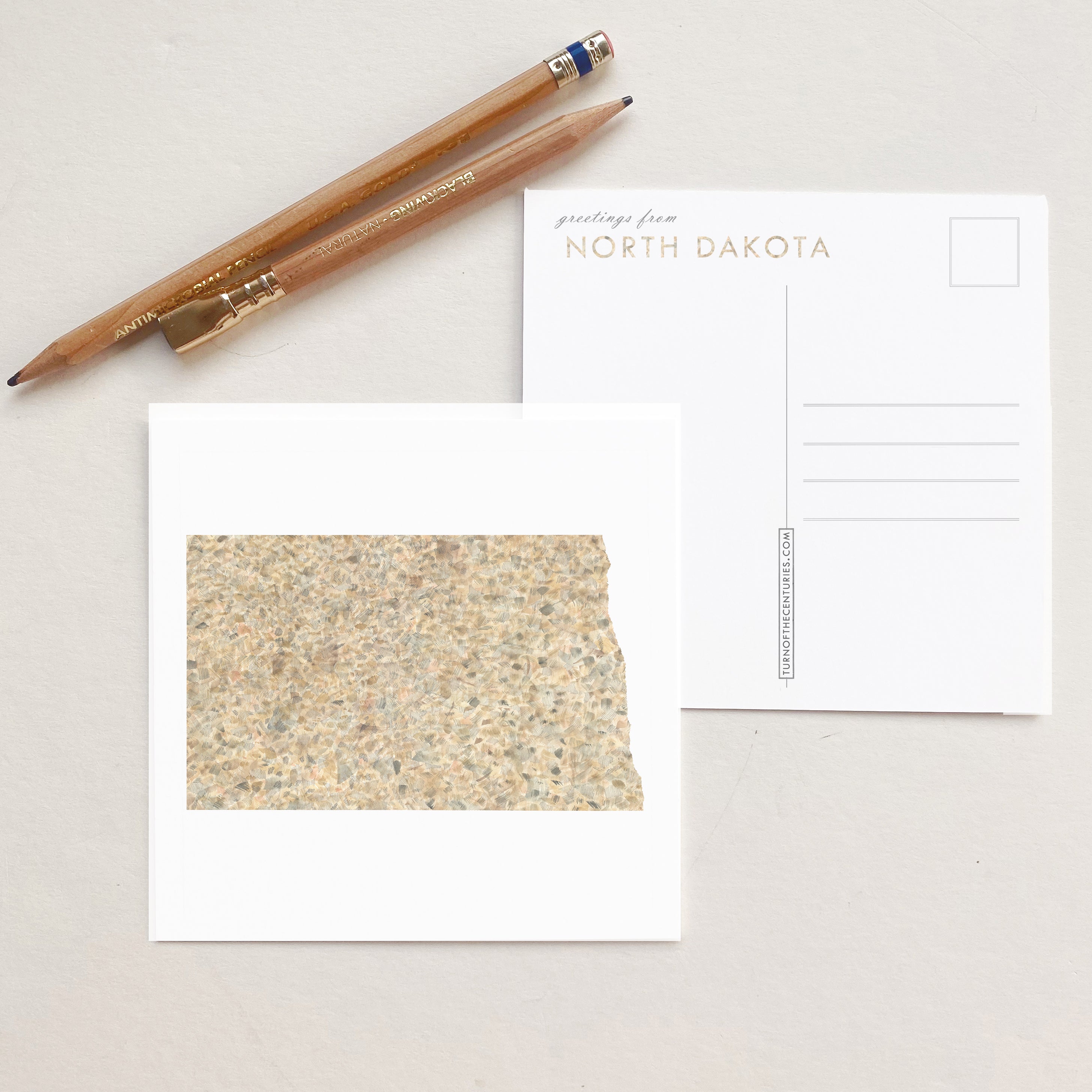 NORTH DAKOTA Painted State Map SQUARE Postcard