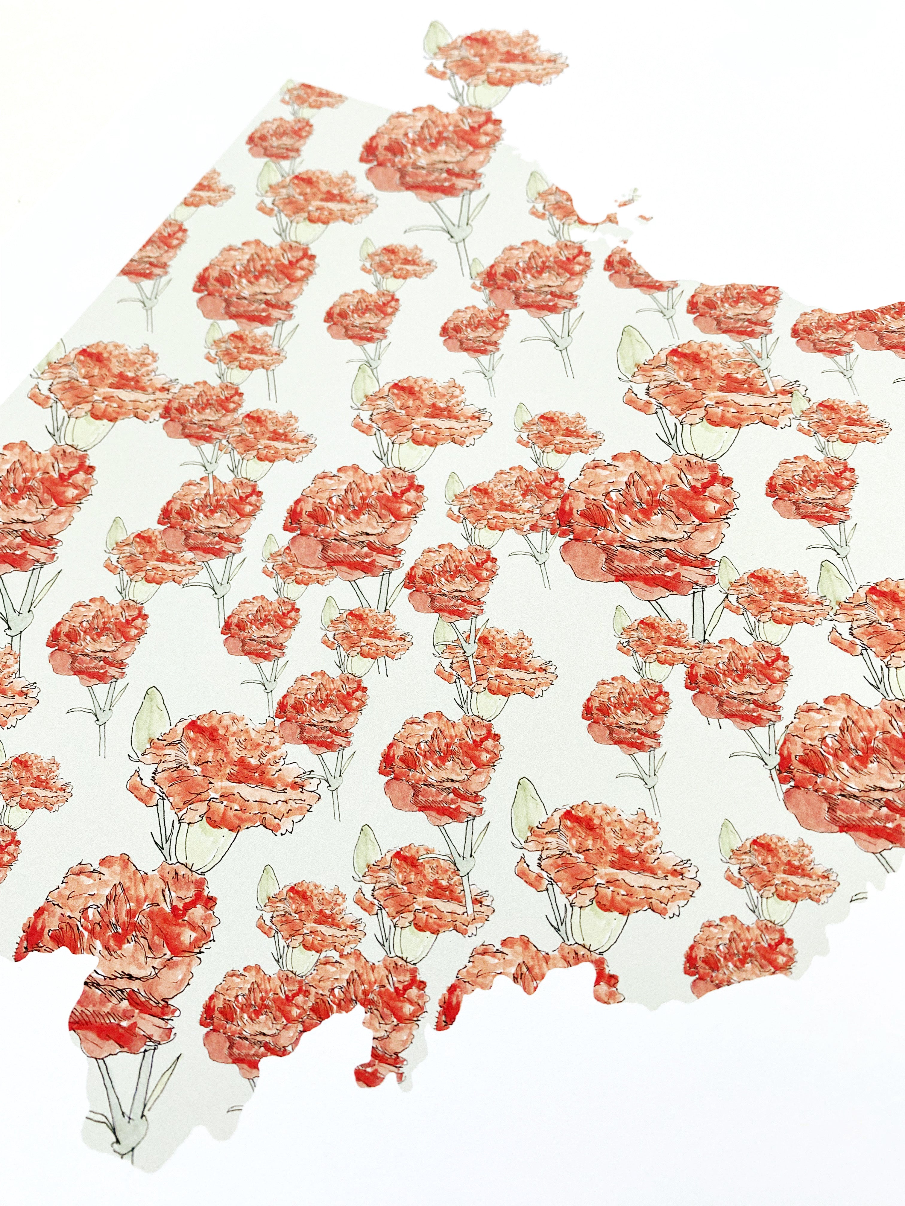 OHIO State Flower Map: Scarlet Carnation: PRINT