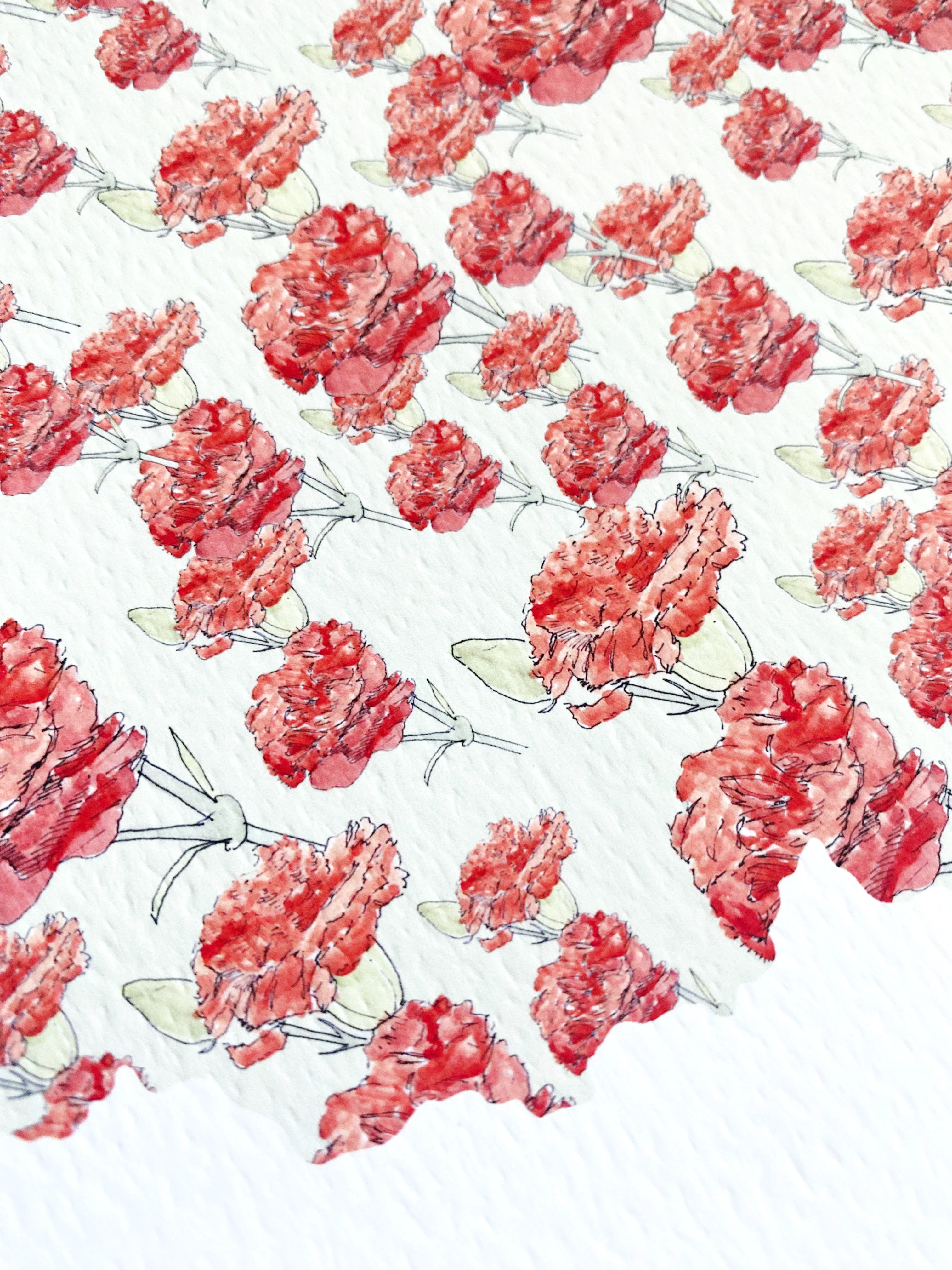 OHIO State Flower Map: Scarlet Carnation: PRINT