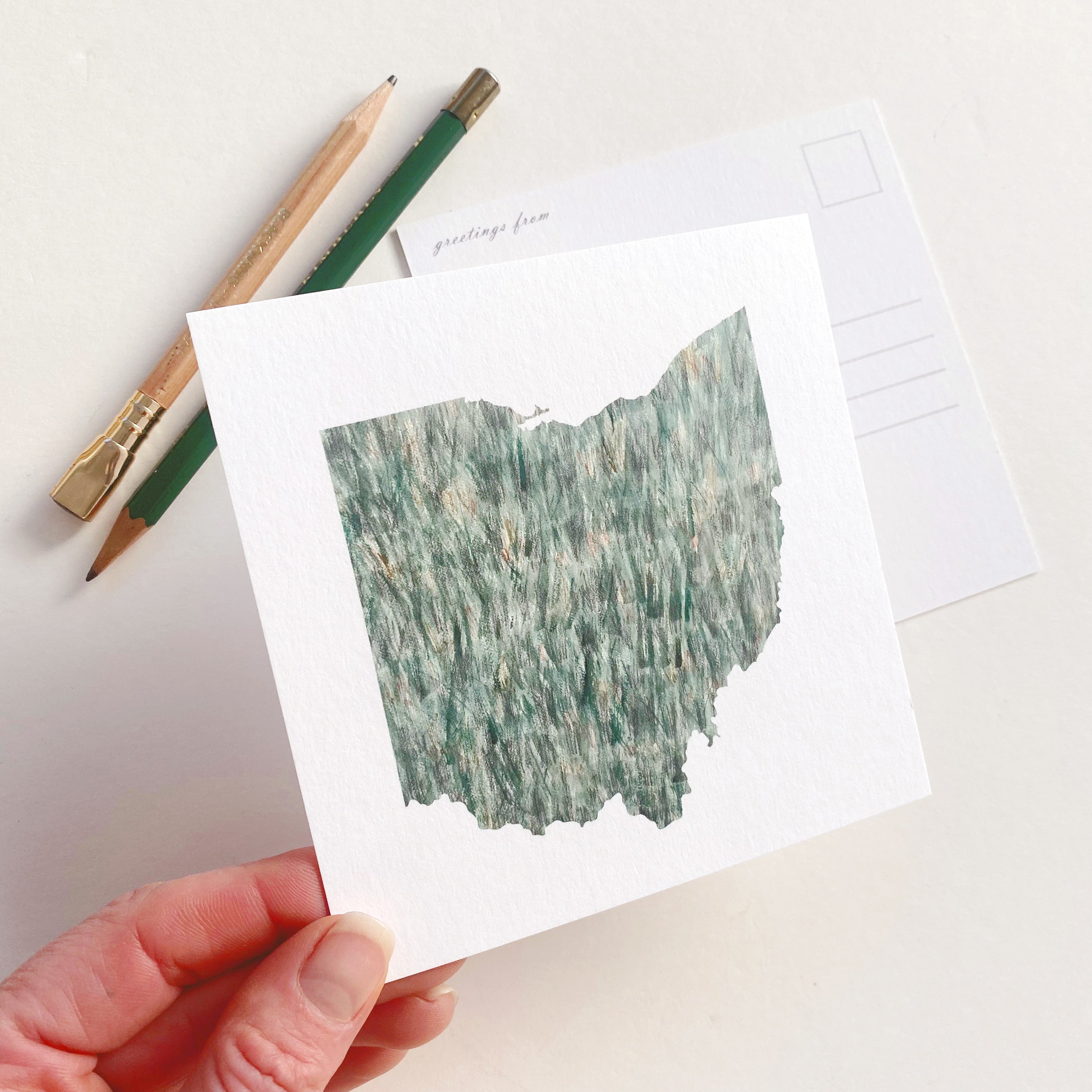 OHIO Painted State Map SQUARE Postcard