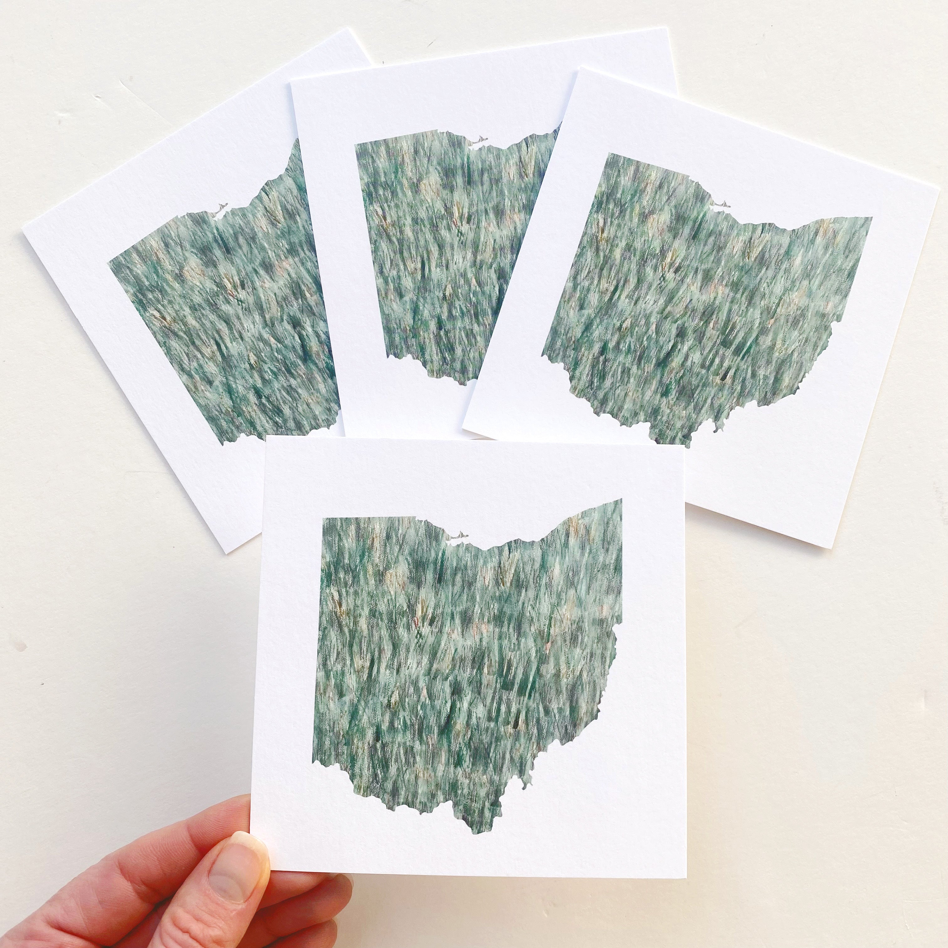 OHIO Painted State Map SQUARE Postcard