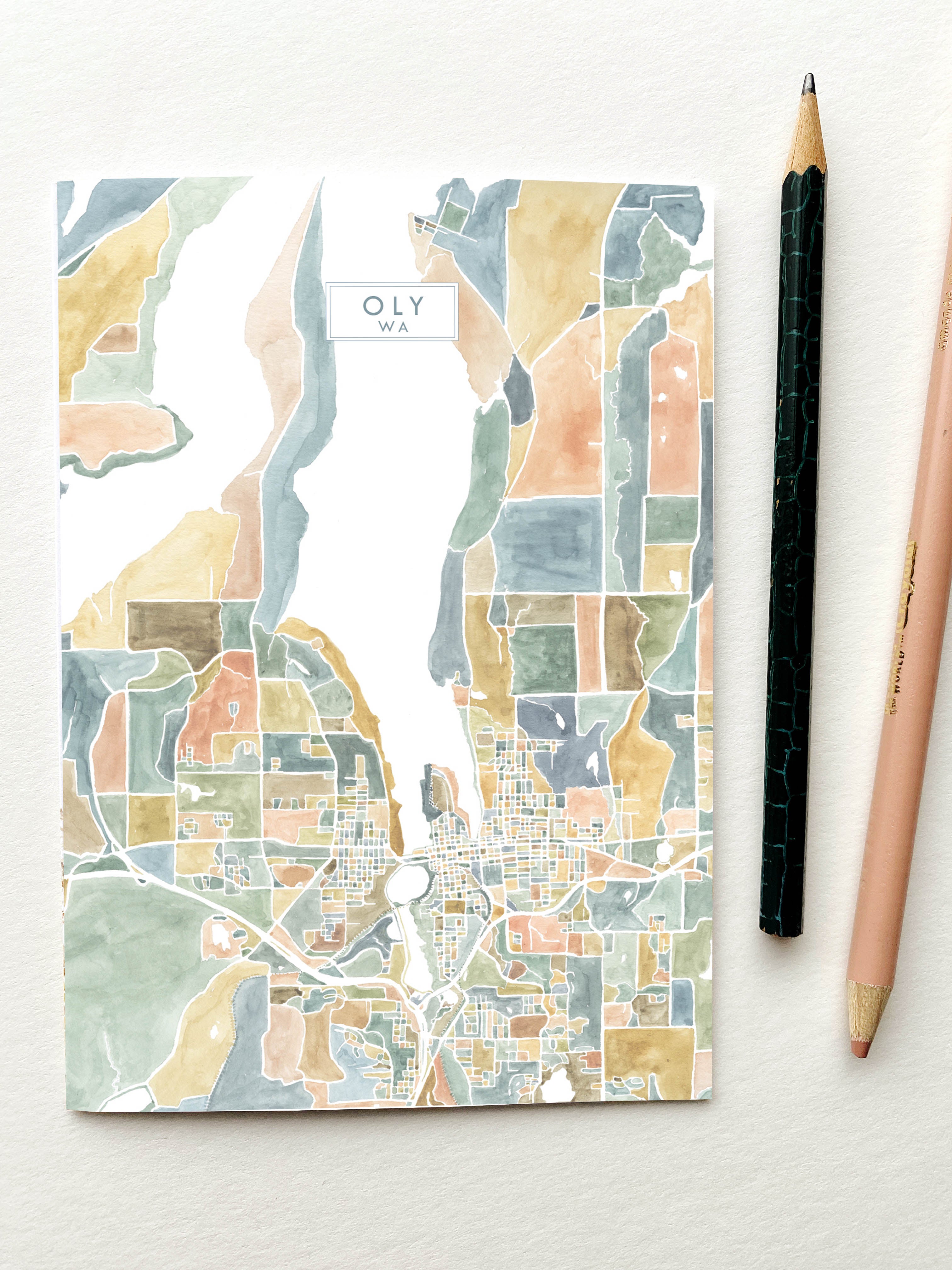 OLY Olympia Washington Watercolor Map - city nickname greeting card