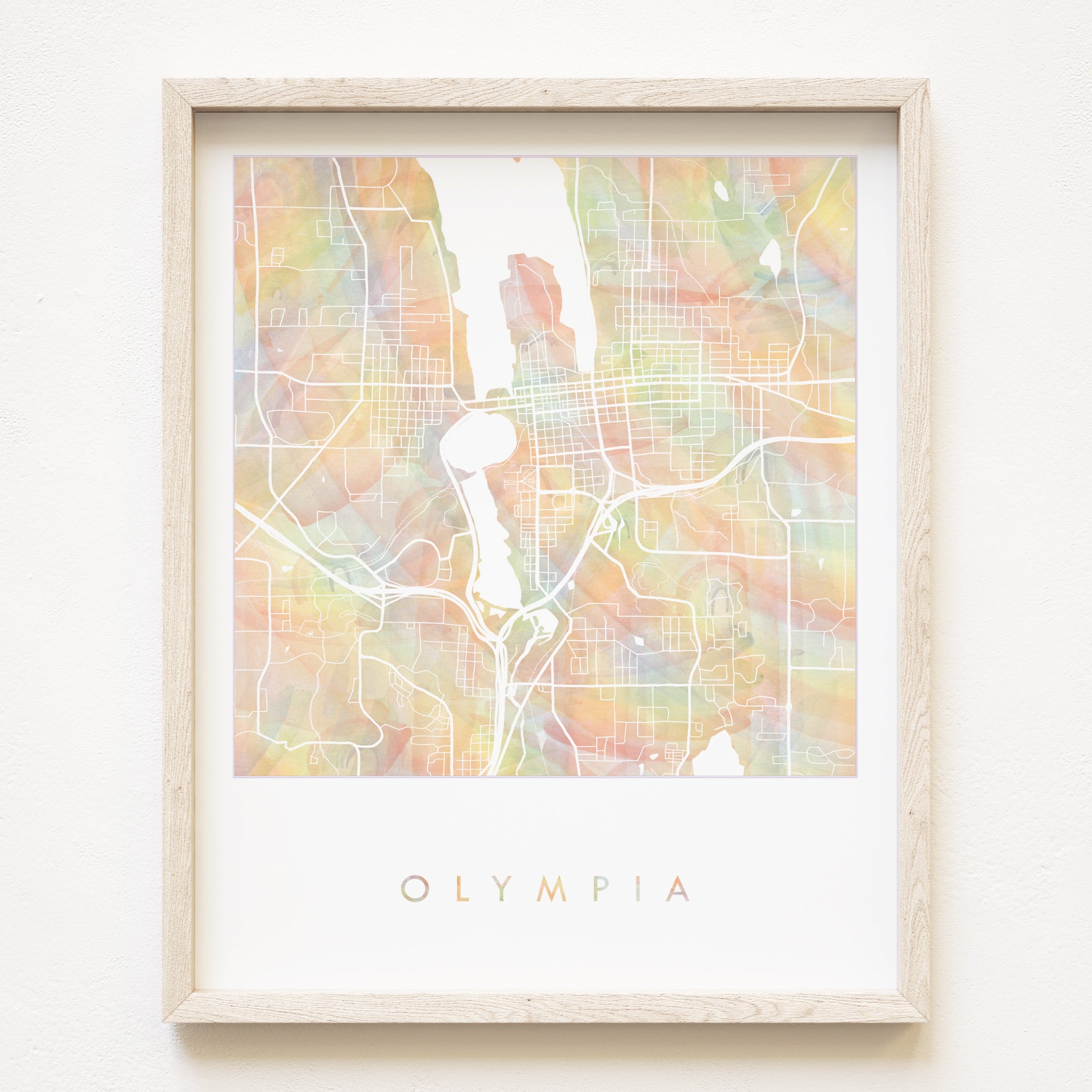 OLYMPIA Pride Rainbow Watercolor Map: PRINT