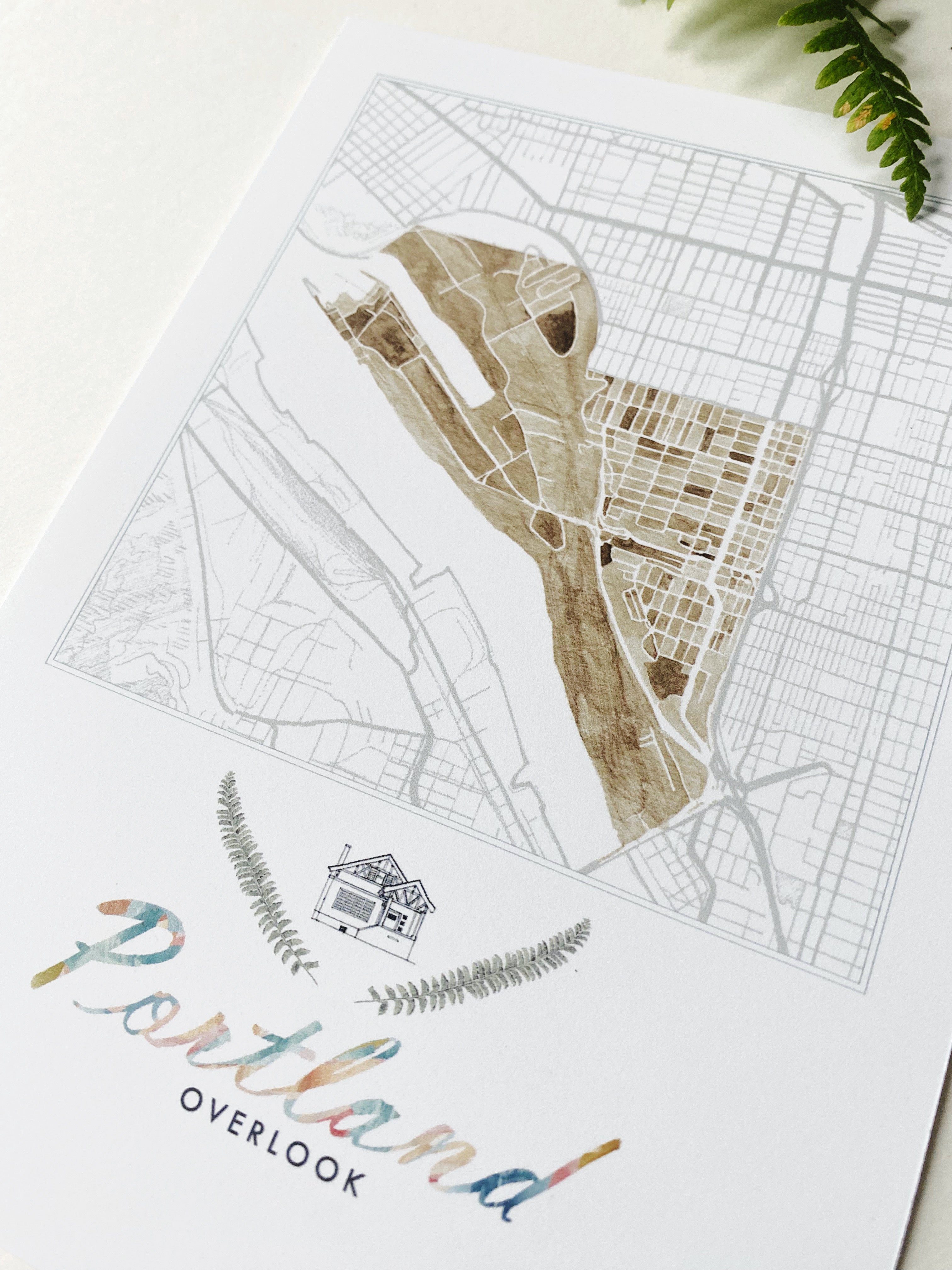 Overlook PORTLAND Neighborhood Watercolor Map: PRINT