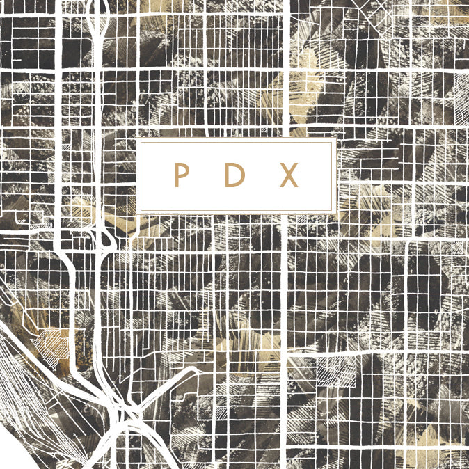 PDX Portland Oregon Watercolor Wash Map - city nickname greeting card