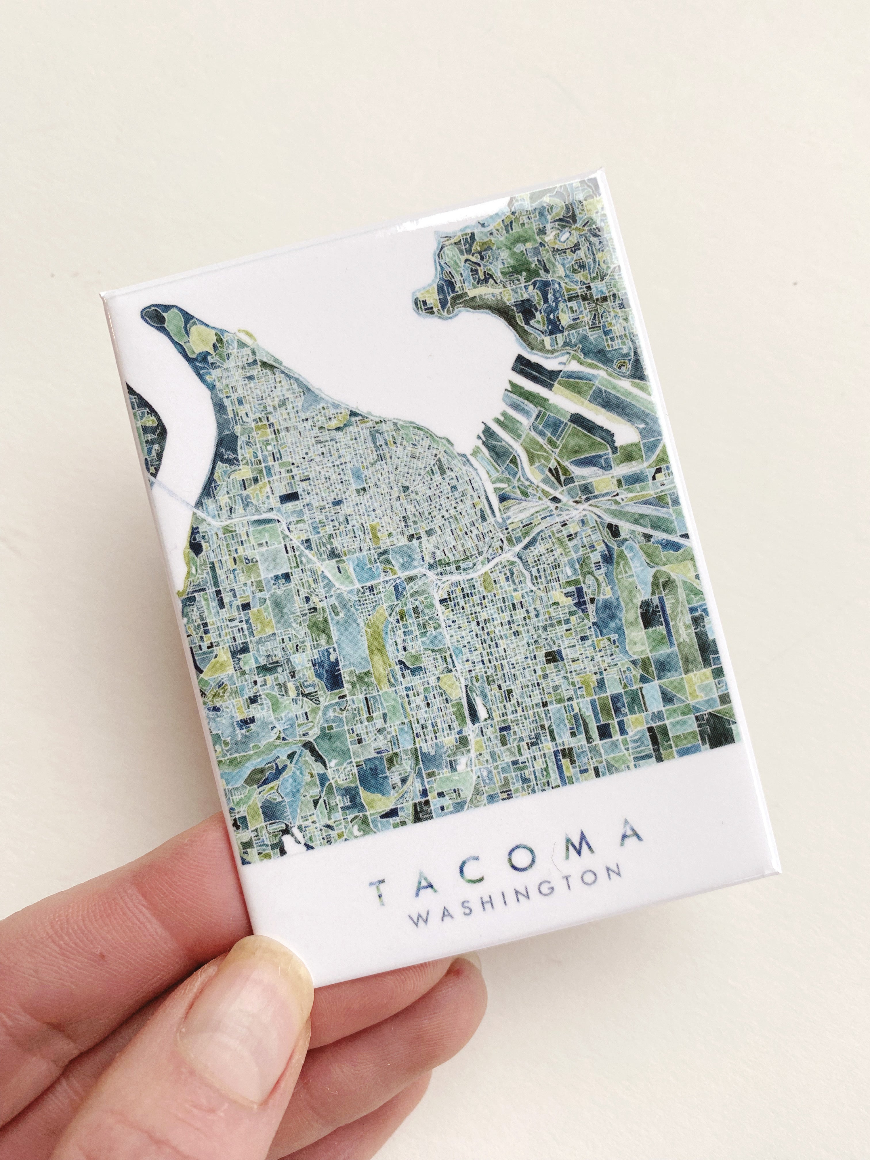 PNW TACOMA Washington Watercolor Map: MAGNET