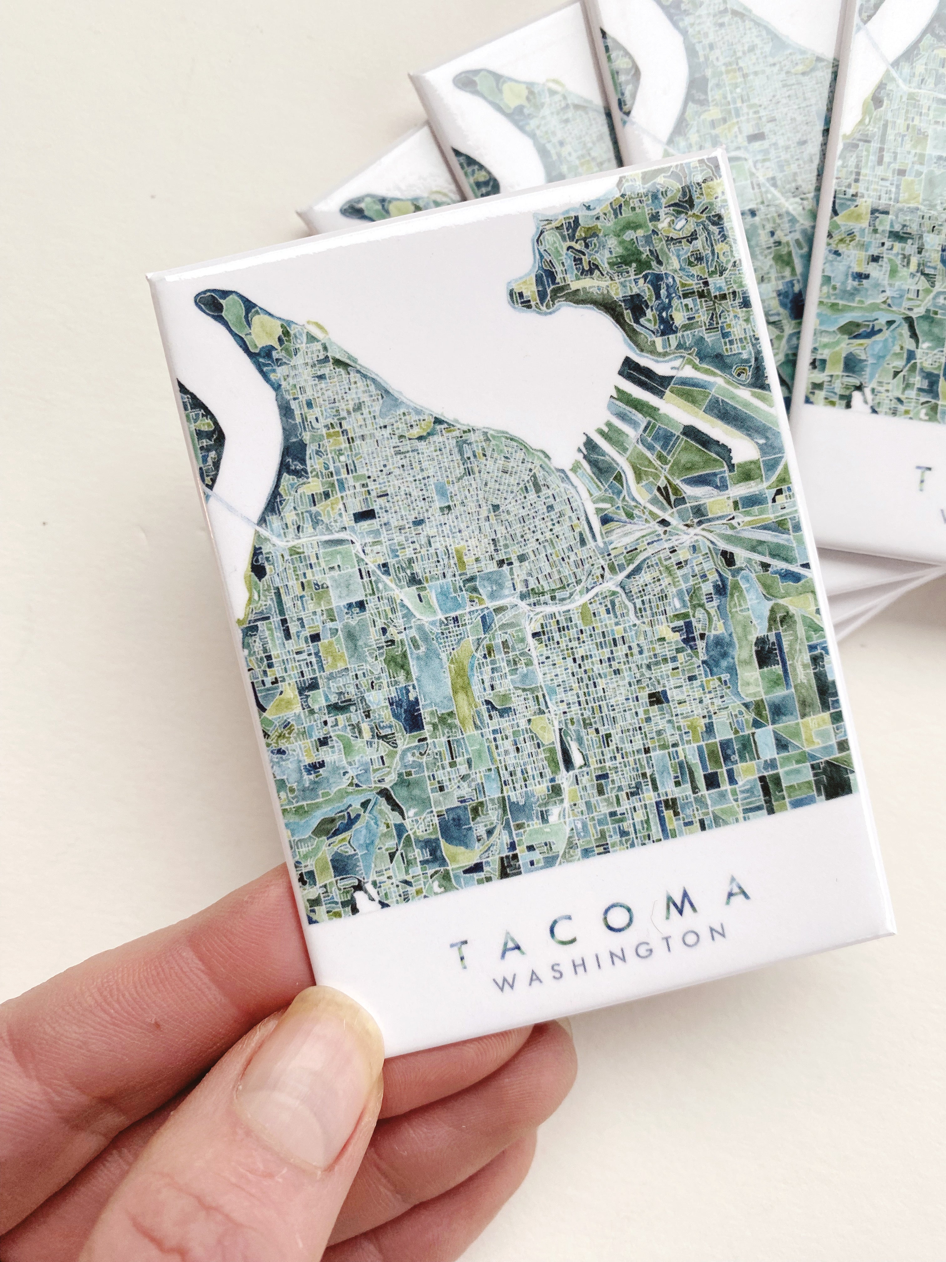 PNW TACOMA Washington Watercolor Map: MAGNET