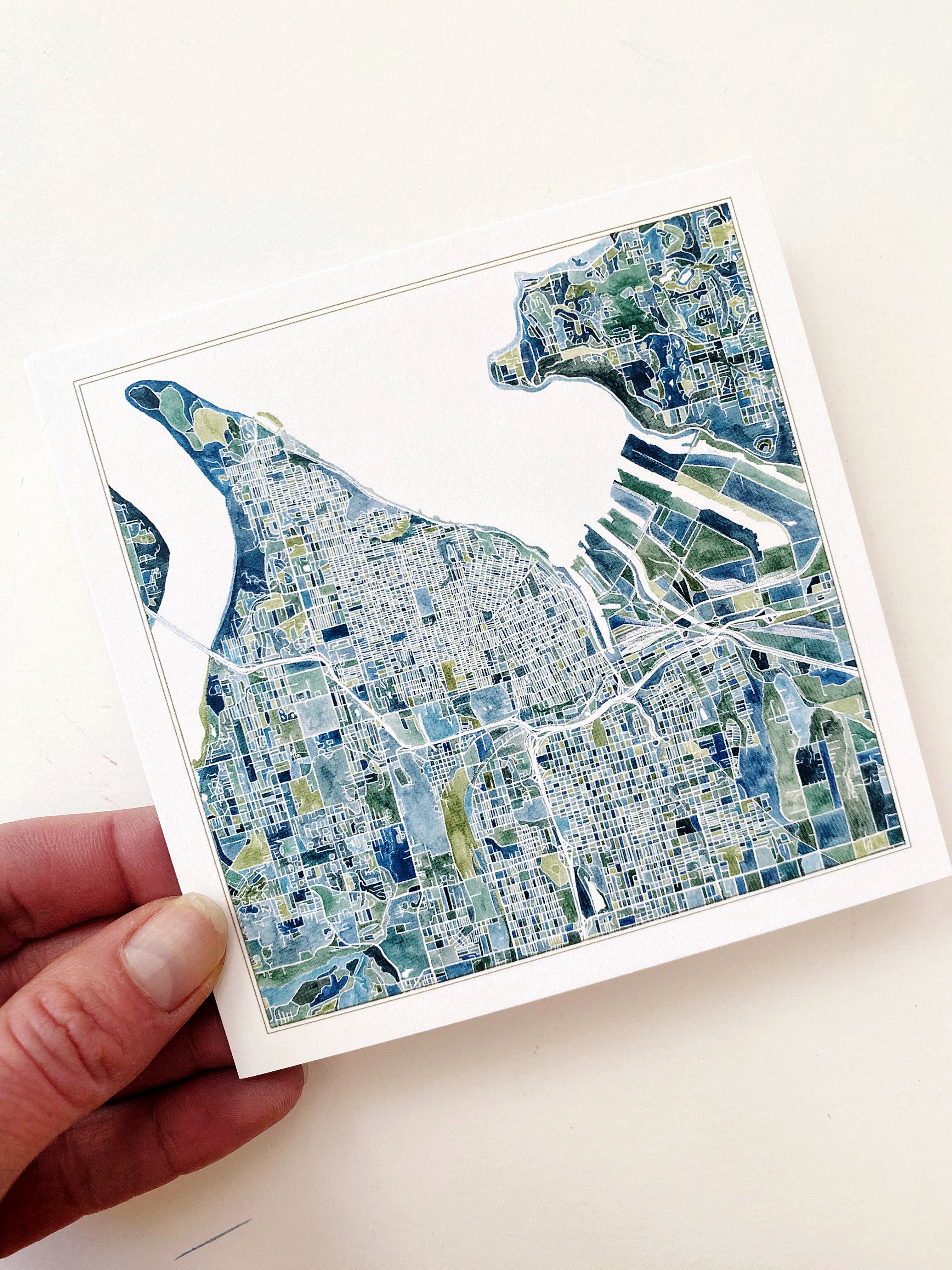 PNW TACOMA Washington Map SQUARE Postcard