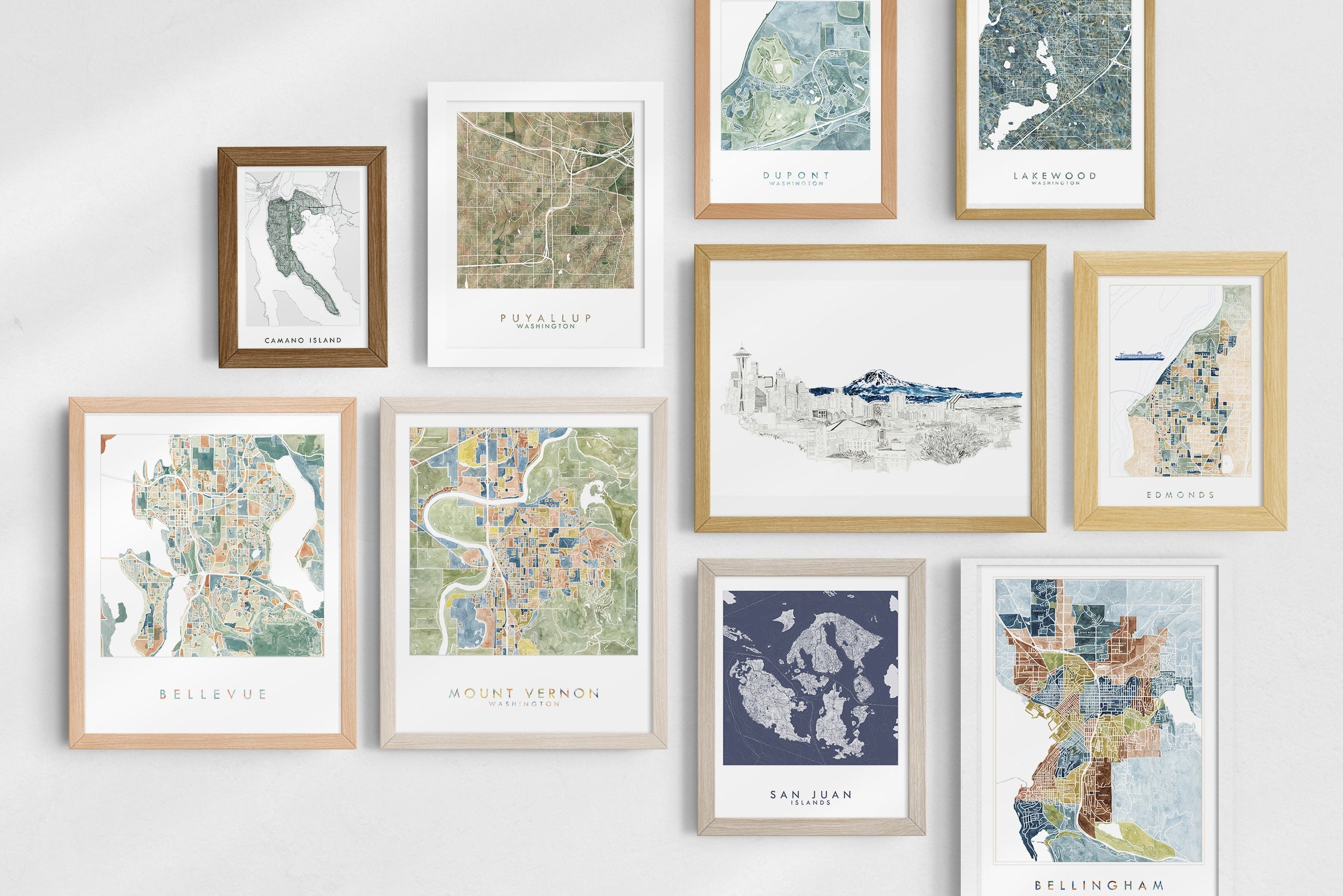 CAMANO ISLAND Washington "Sound Shores" Land + Water Map: PRINT