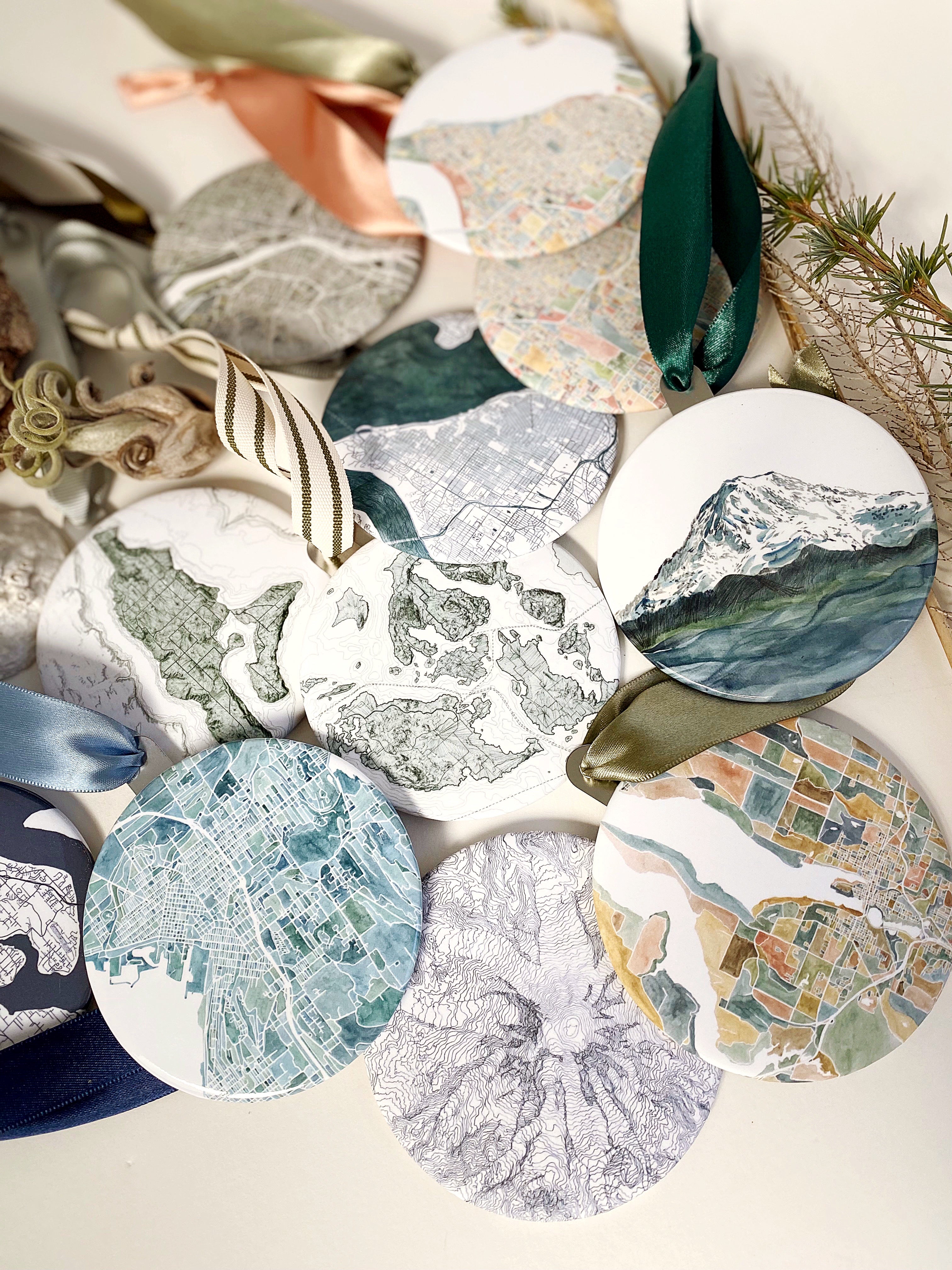 Customize YOUR CITY/PLACE Art Map: ORNAMENT: Wholesale Only