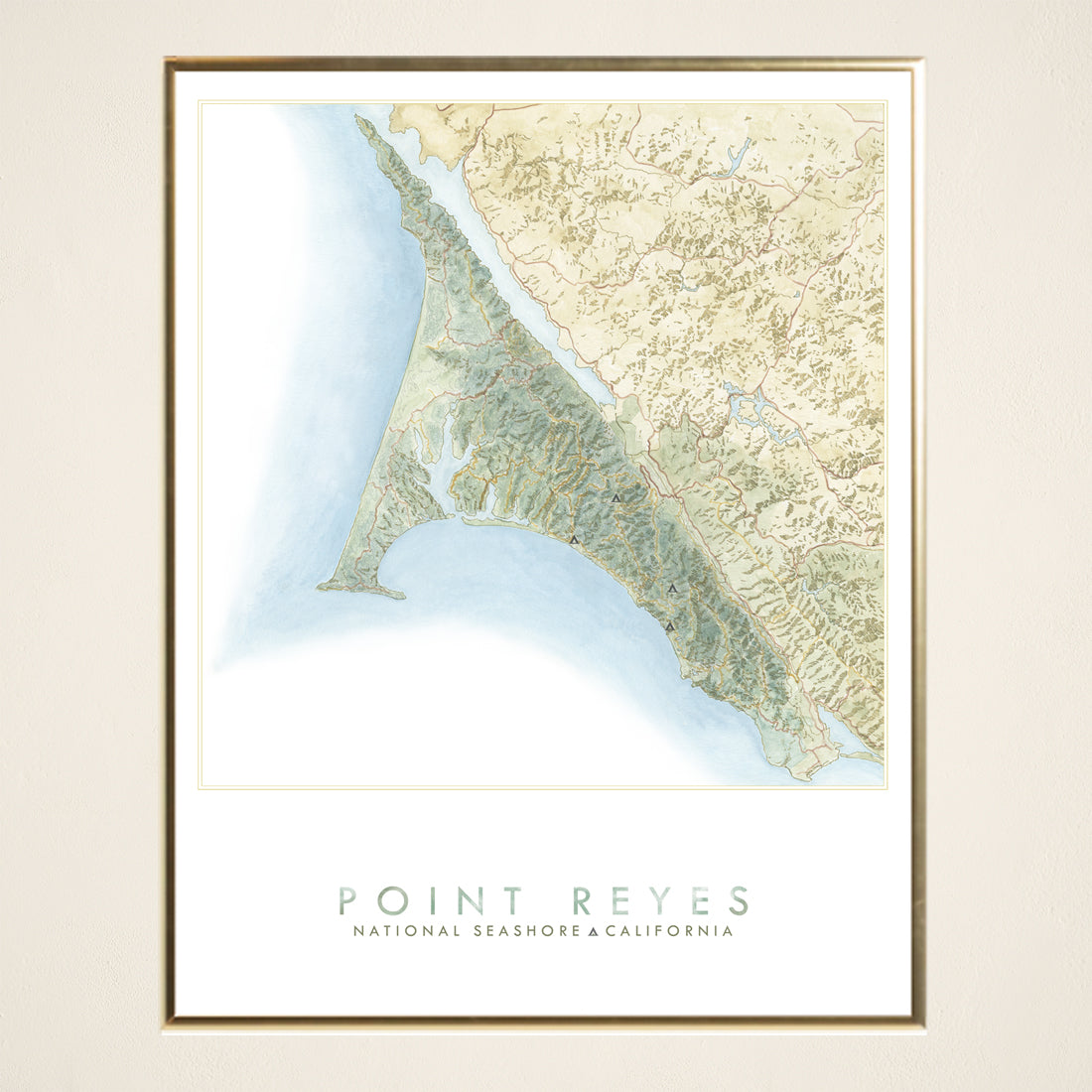 POINT REYES National Seashore California Topographical Watercolor Map: PRINT
