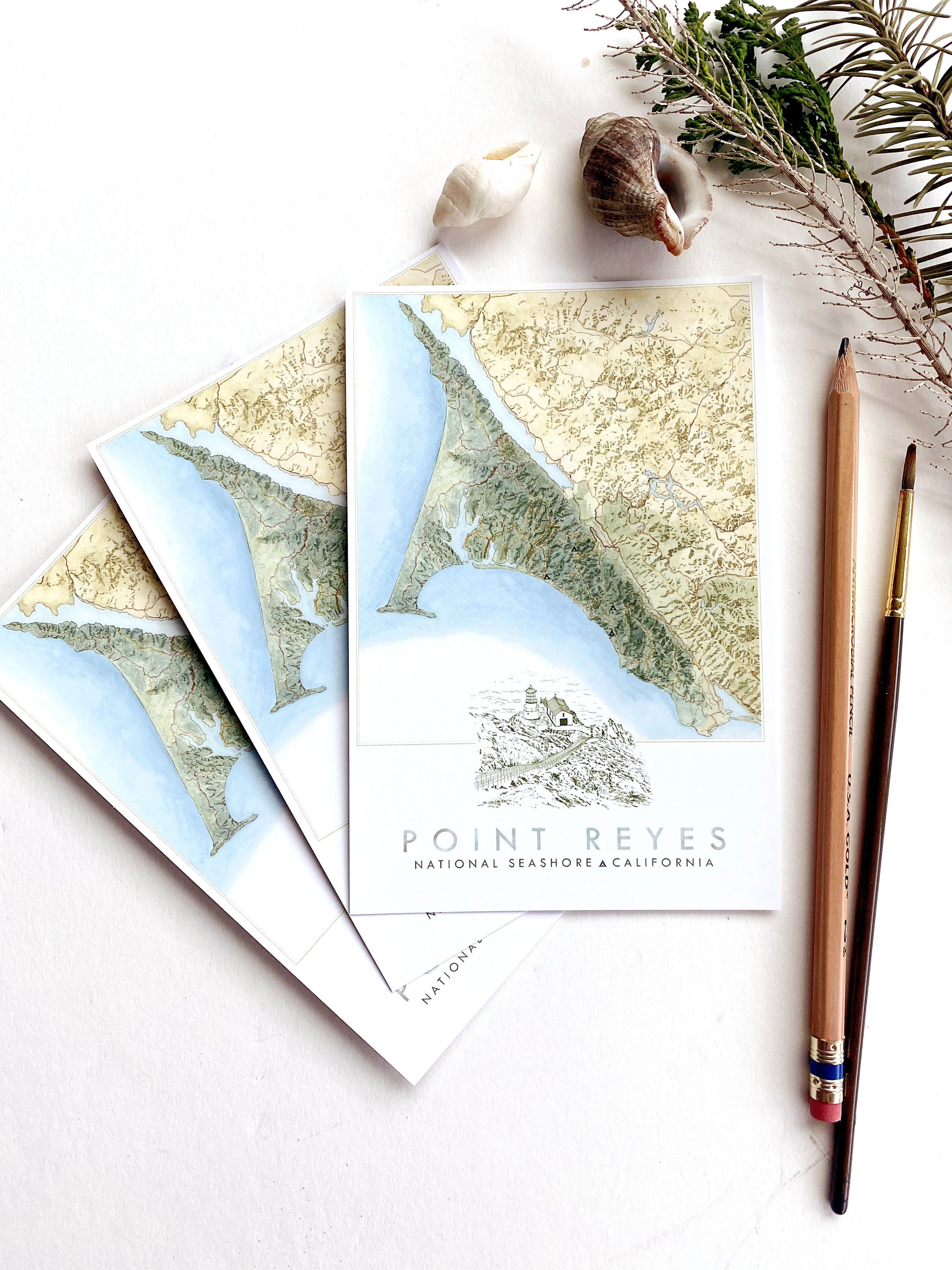 POINT REYES National Seashore California Map Postcard