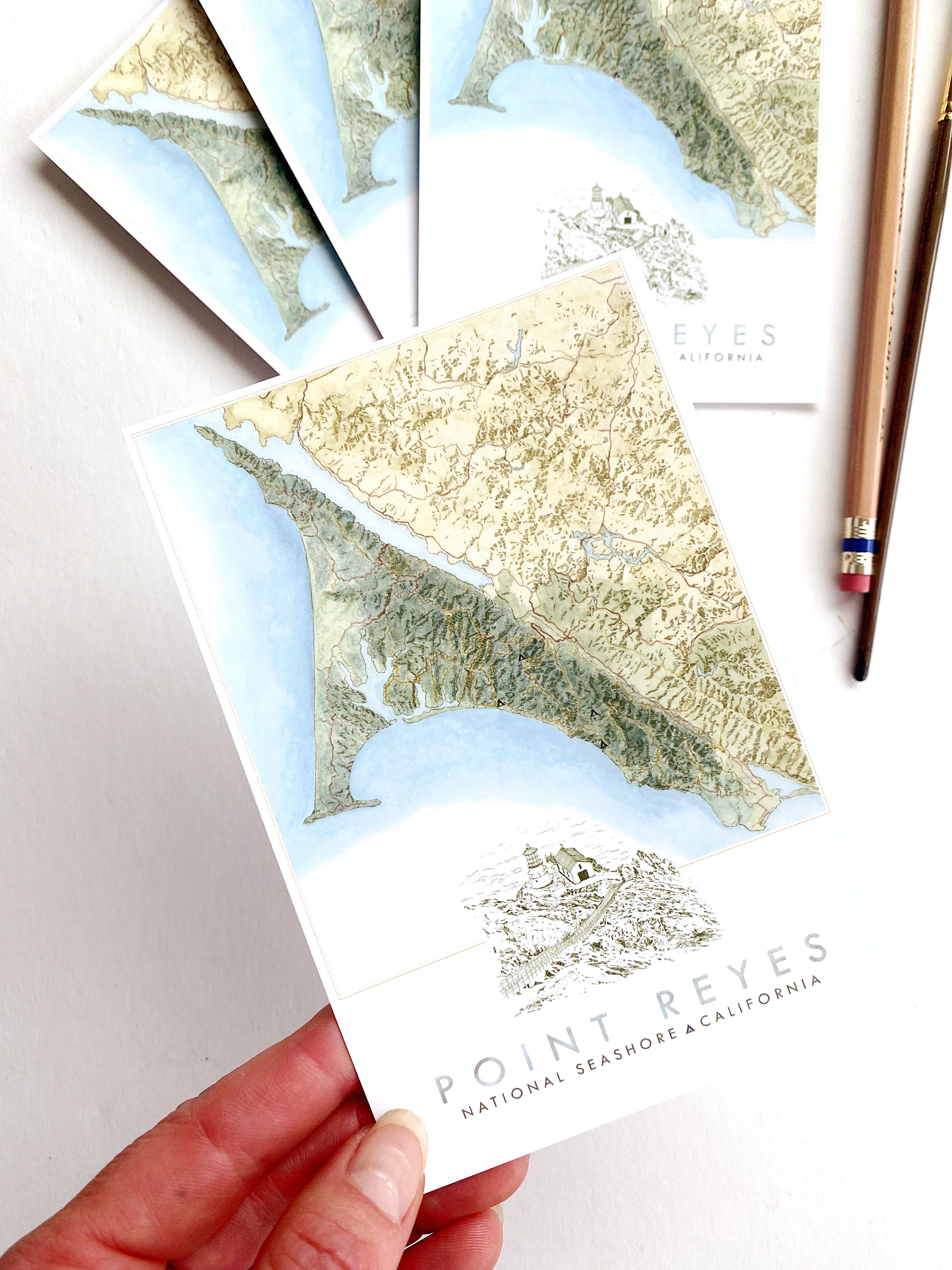 POINT REYES National Seashore California Map Postcard