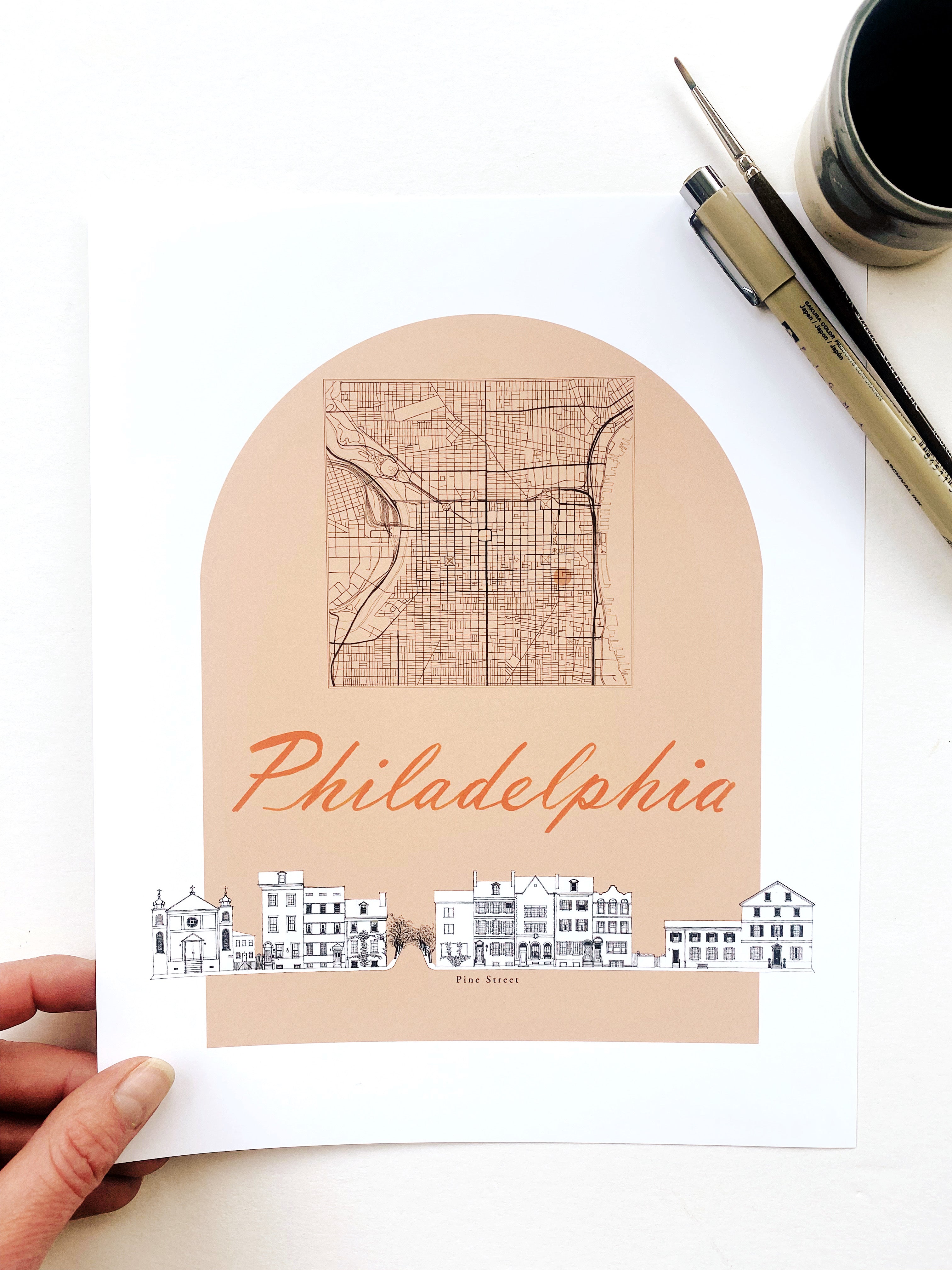 PHILADELPHIA Streetscape + Map: PRINT