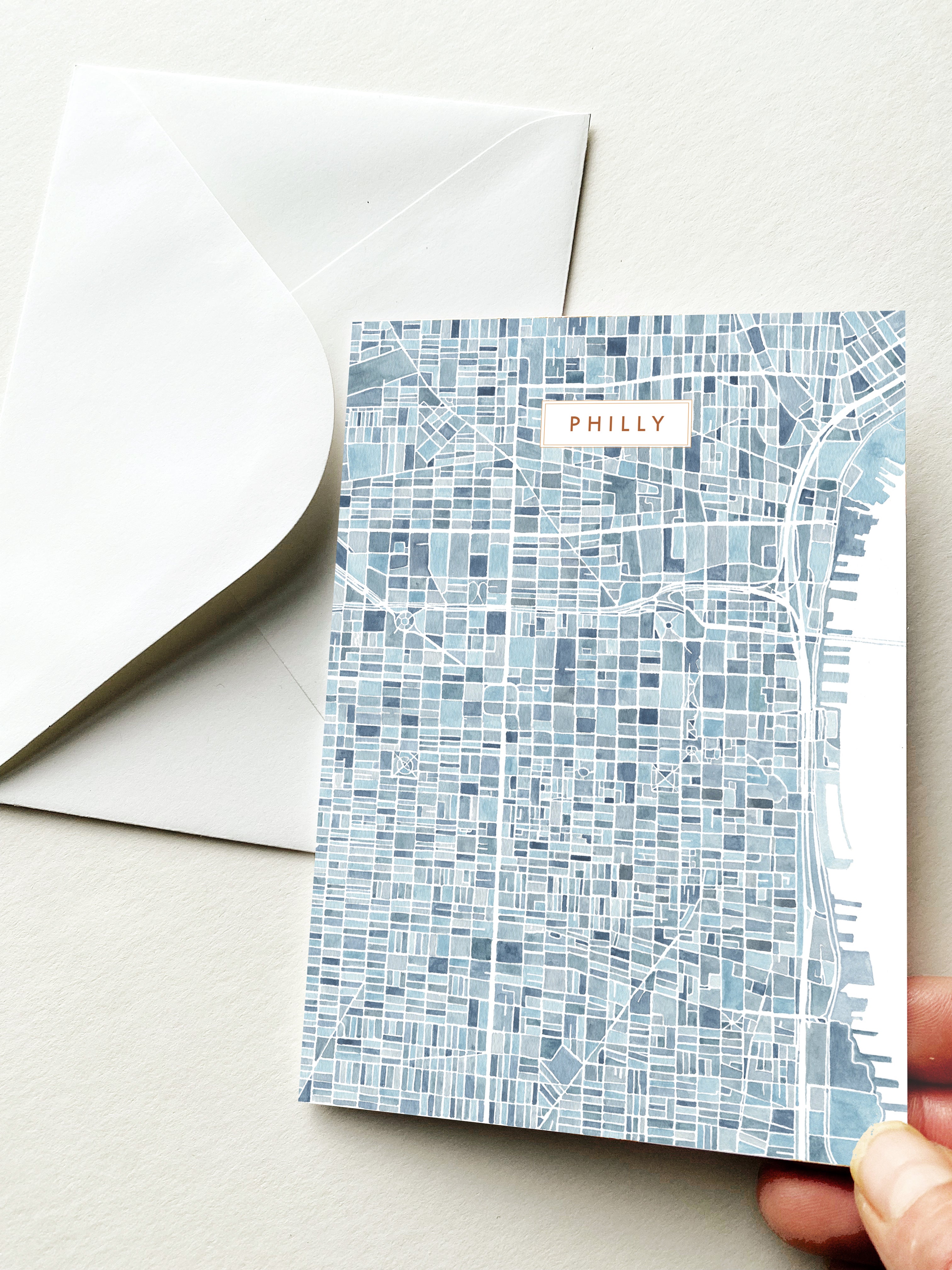 PHILLY Philadelphia Pennsylvania Watercolor Map - city nickname greeting card