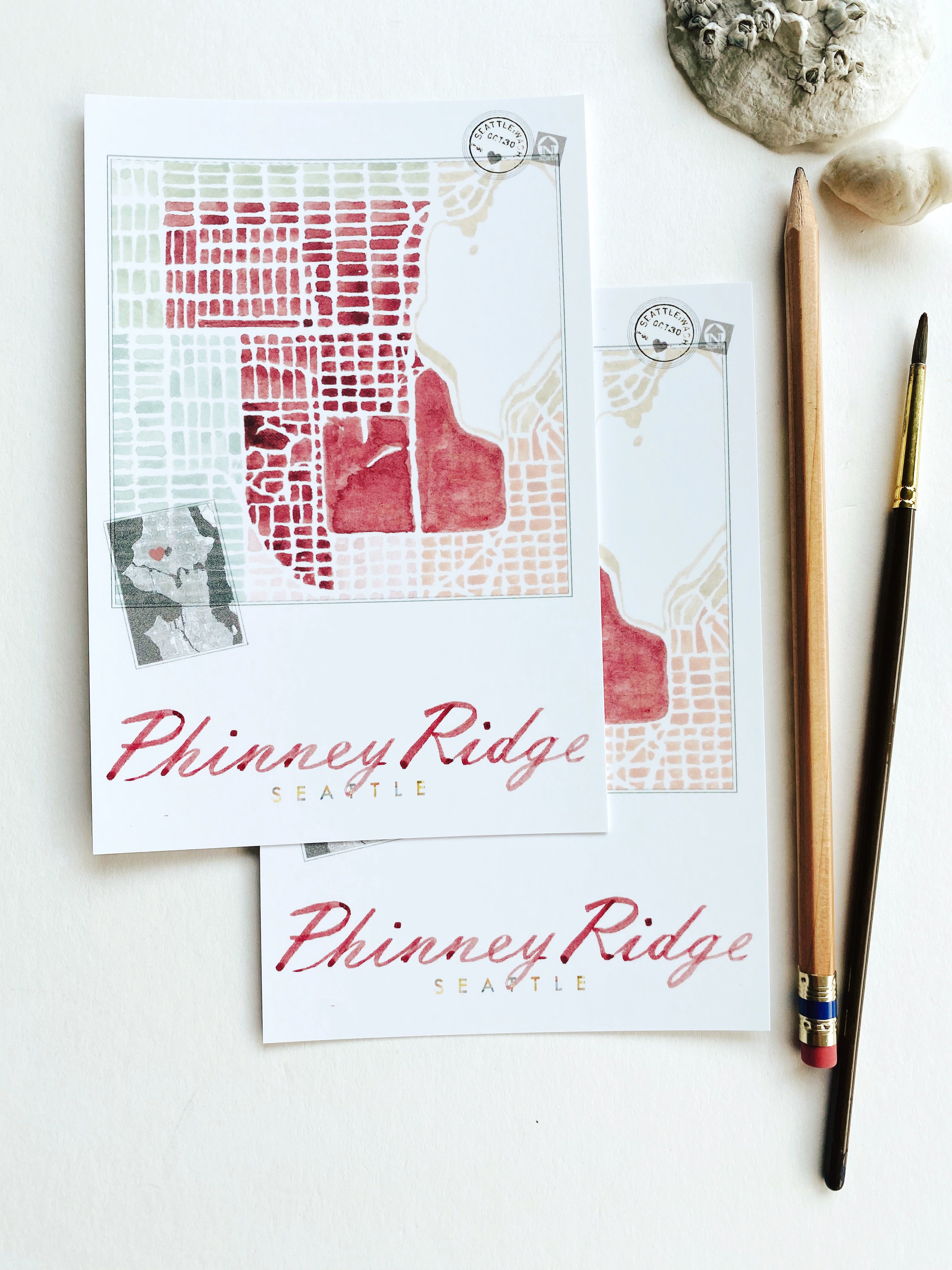 PHINNEY RIDGE Seattle Neighborhood Map Postcard